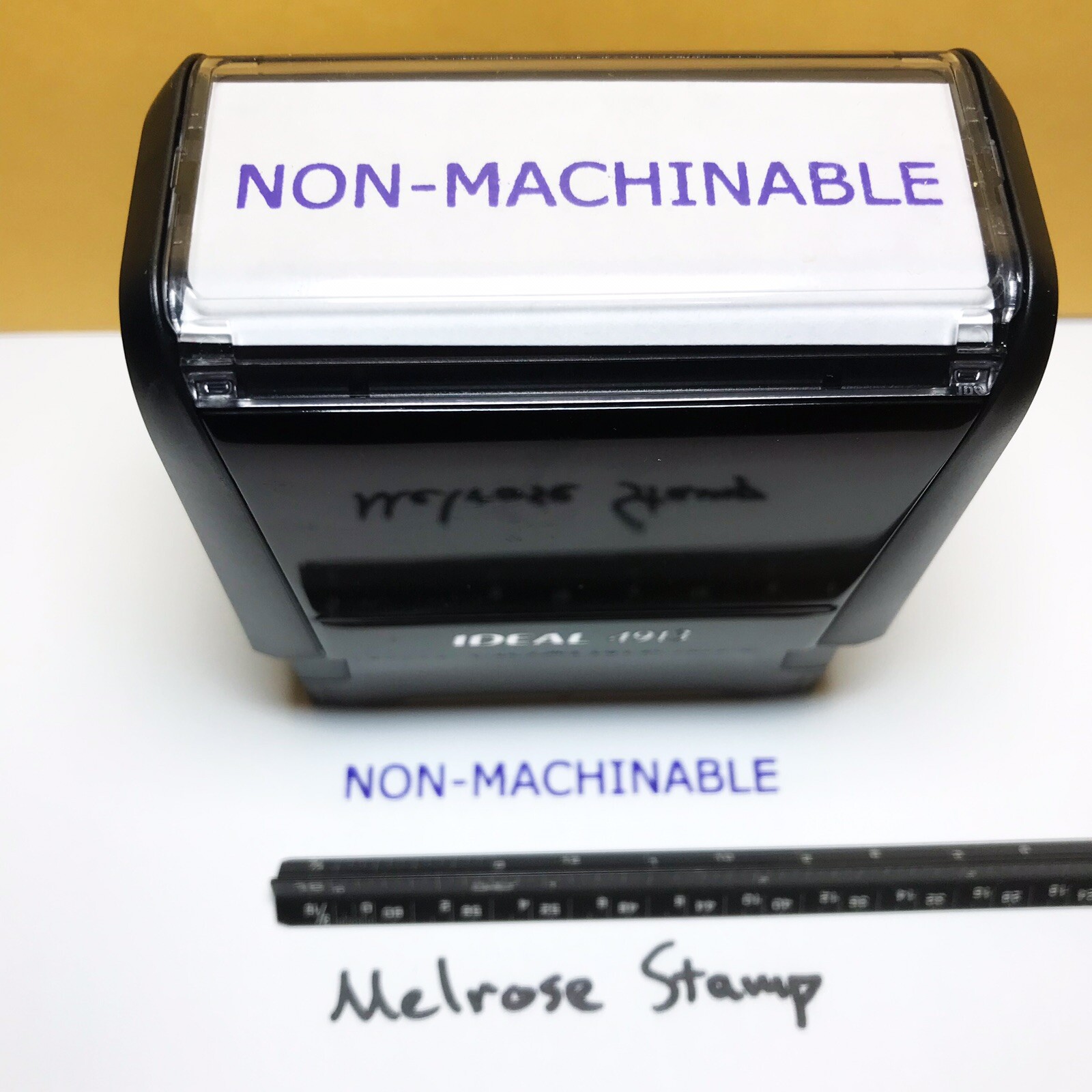 Nonmachinable Rubber Stamp Purple Ink Self Inking Ideal 4913 Non-machinable