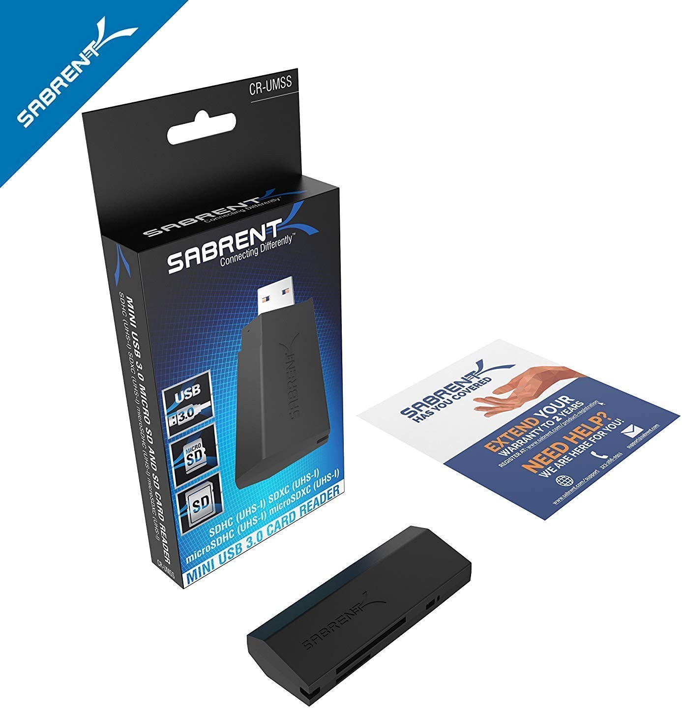 SABRENT SuperSpeed 2 Slot USB 3.0 Flash Reader, Black