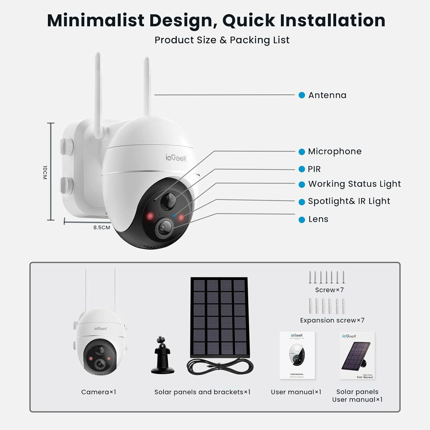 ieGeek 5MP WiFi Wireless Outdoor Solar Powered Security Camera Waterproof IP65