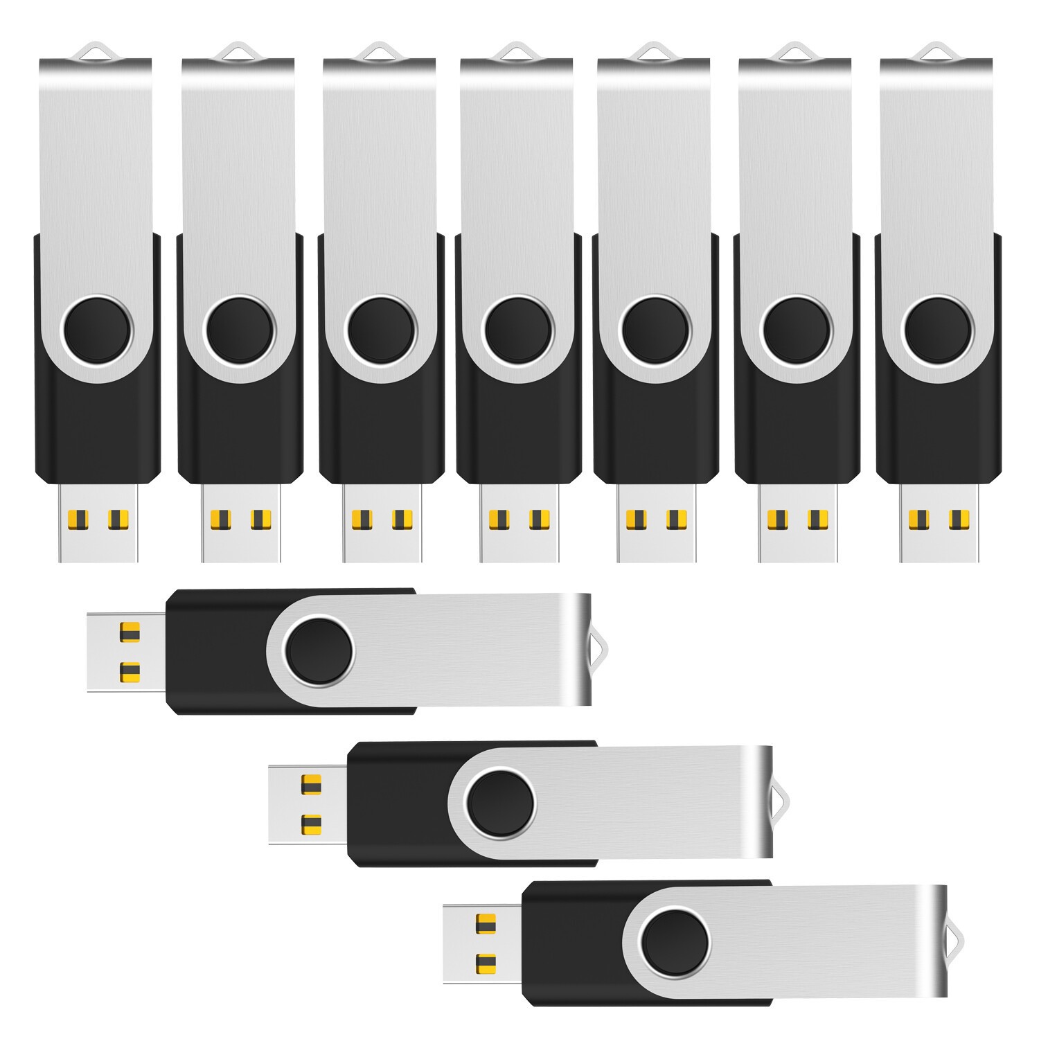 10Pack Swivel USB Flash Drives Memory Stick U Disk Thumb Pendrive Storage Black
