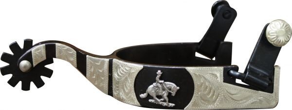 SPURS Black Steel SILVER Reining Horse 1" Band 2.5" Shank
