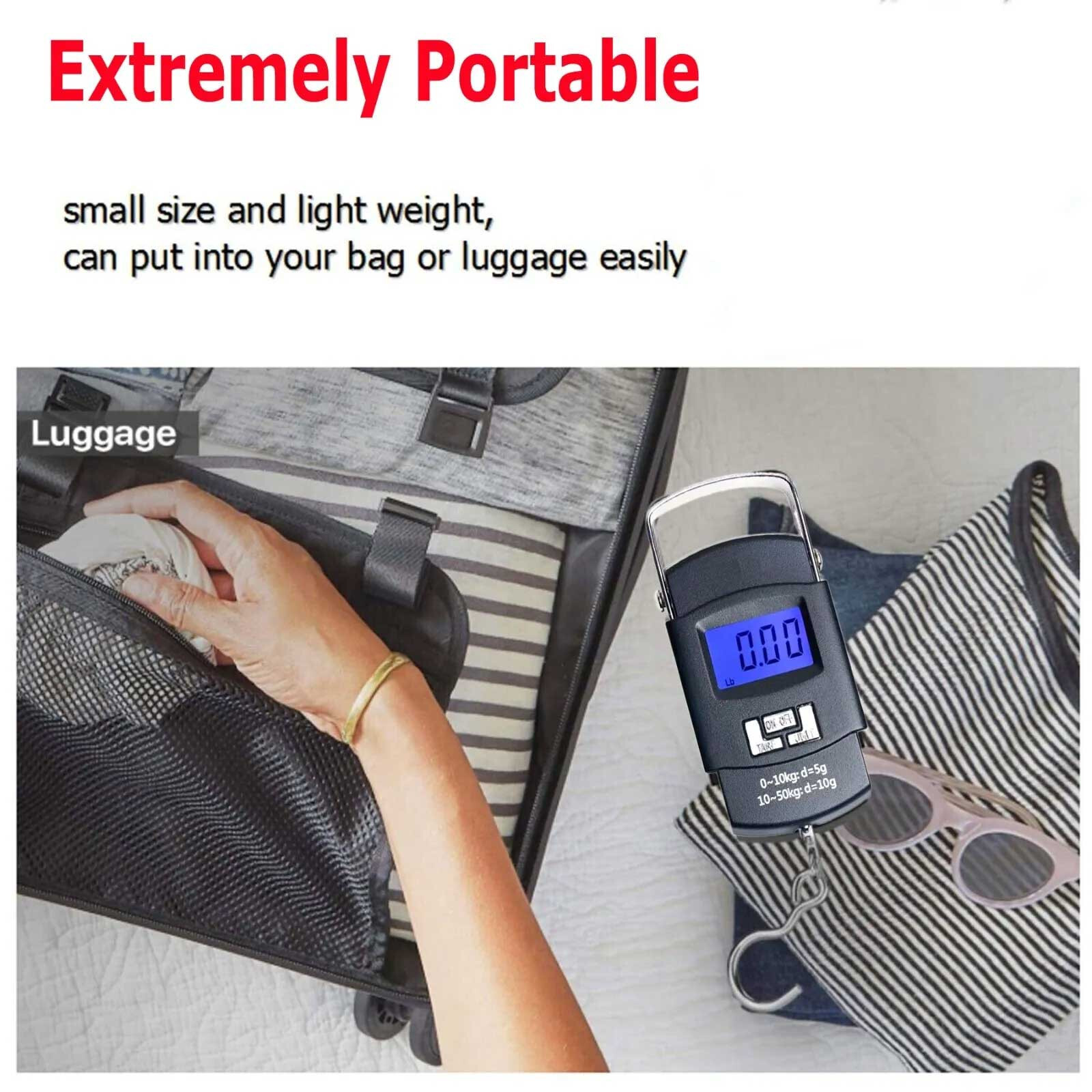 Portable Fish Scale Travel LCD Digital Hanging Luggage Electronic 110lb / 50kg