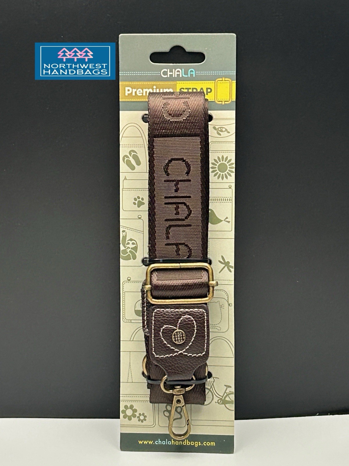 PREMIUM CHALA LOGO ADJUSTABLE PURSE BAG STRAP DARK BROWN