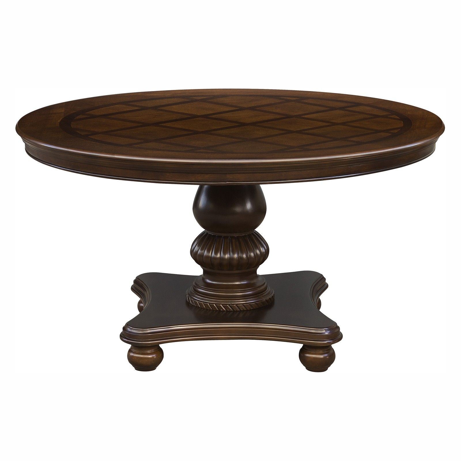 Traditional Dining Table 1pc Brown Cherry Finish Pedestal Base Round Table Din