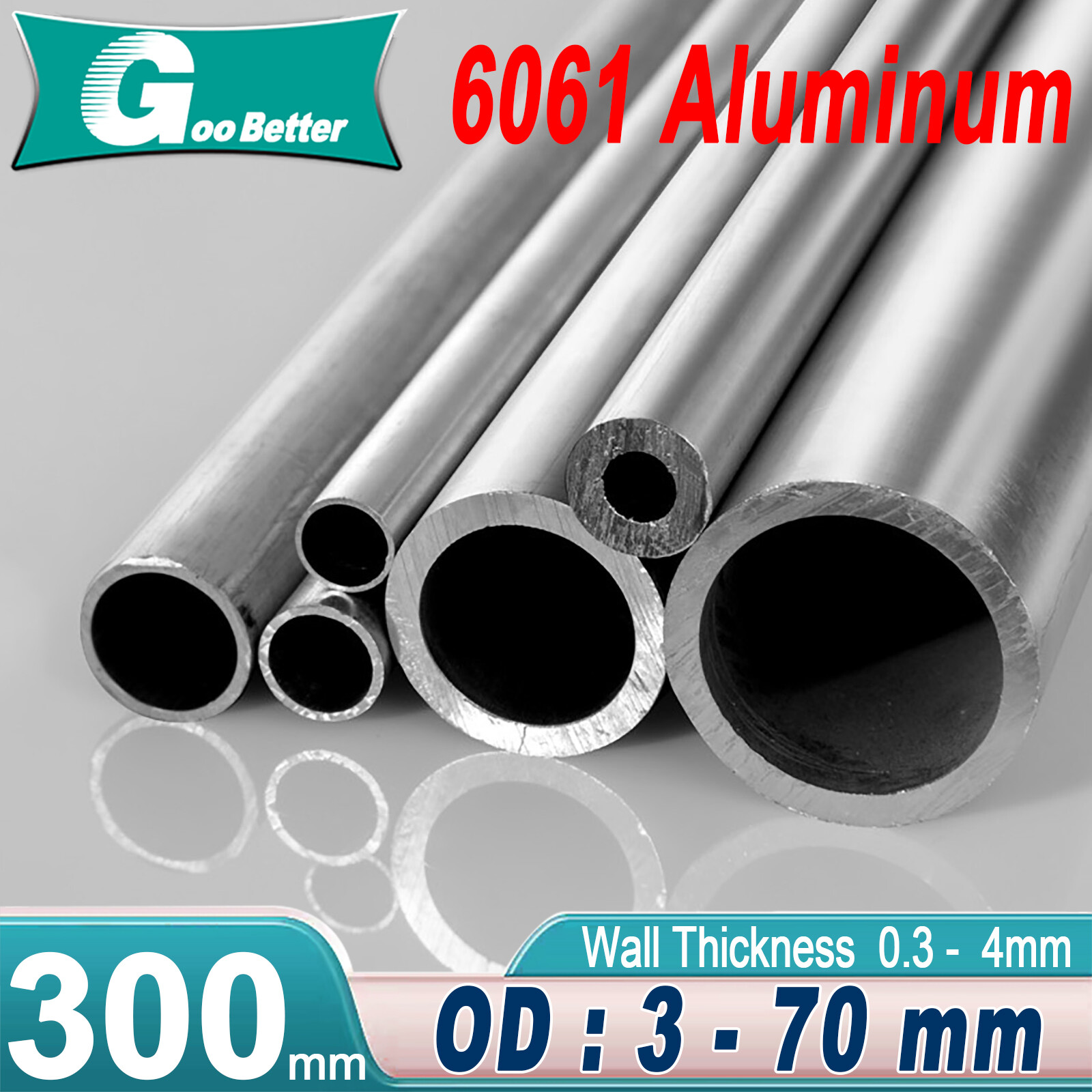 Seamless Aluminum Round Tube Lengths 300mm ，OD 3 4 5 6 7 8 10 12 15 20 22 - 70mm