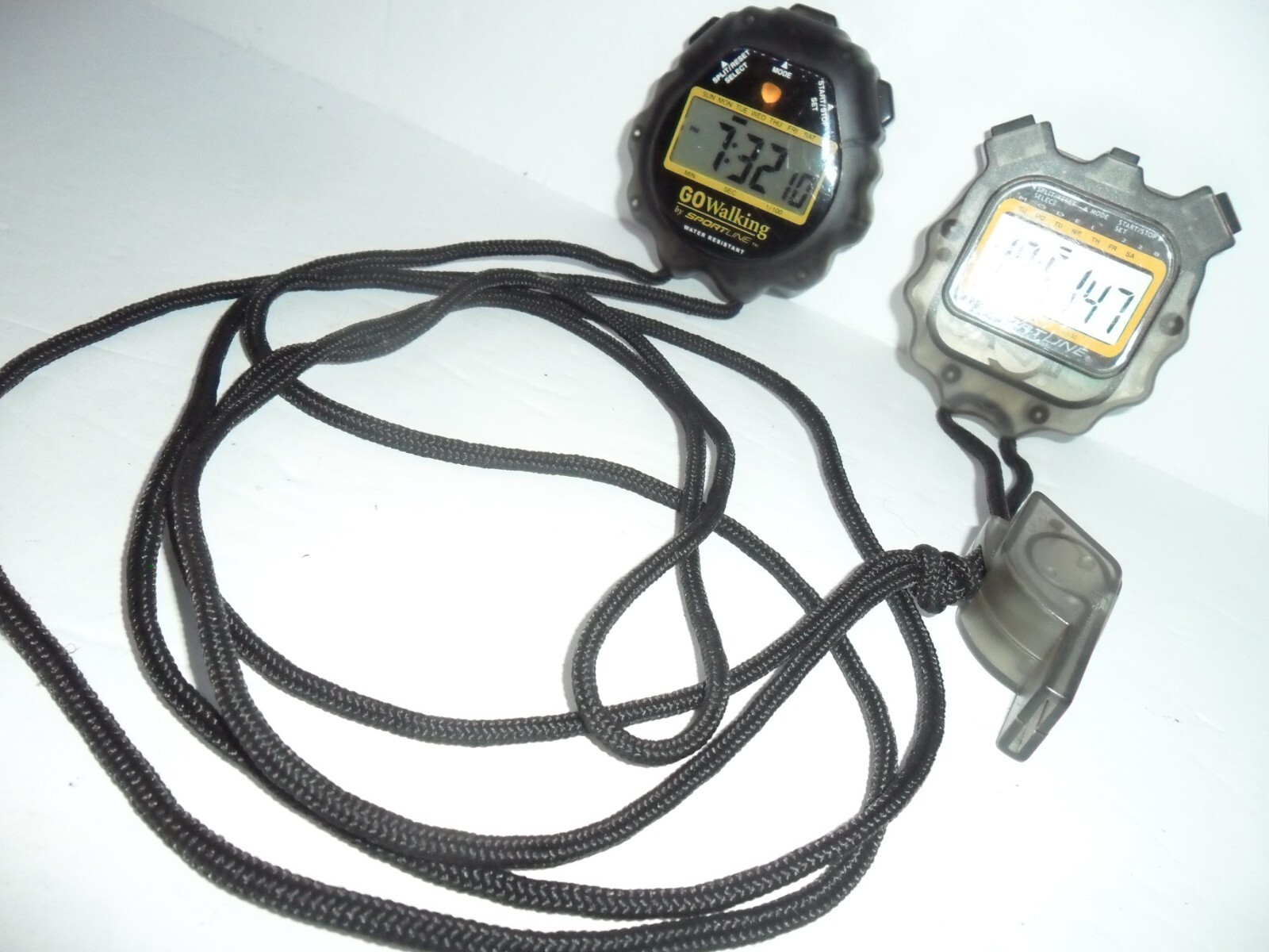 Lot of 2 Sportline StopWatch Sport Line Top Watch Models 228 & Go Walking