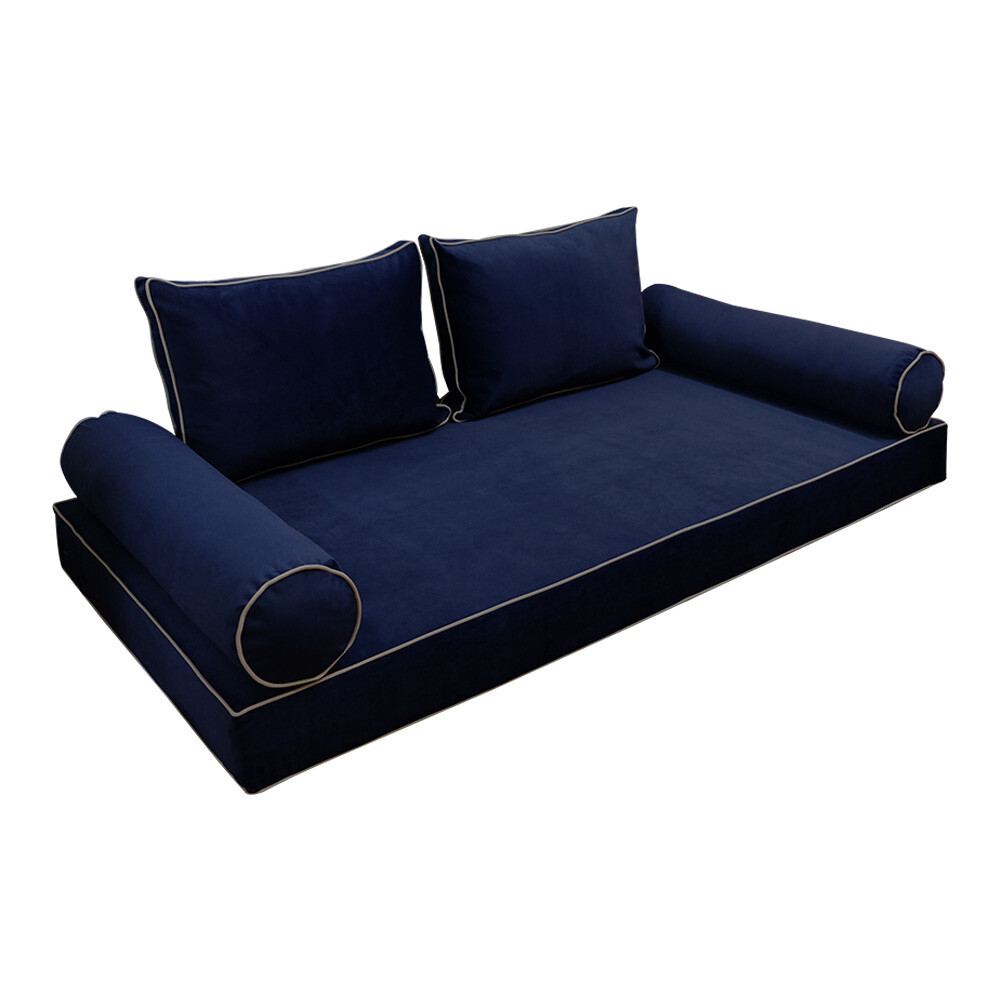 COVER ONLY Model V1 Twin-XL Velvet Contrast Indoor Daybed Mattress Cushion AD373