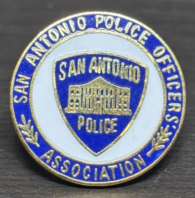 San Antonio Police Officers Association Lapel Pin Enamel Blue White Gold Tone