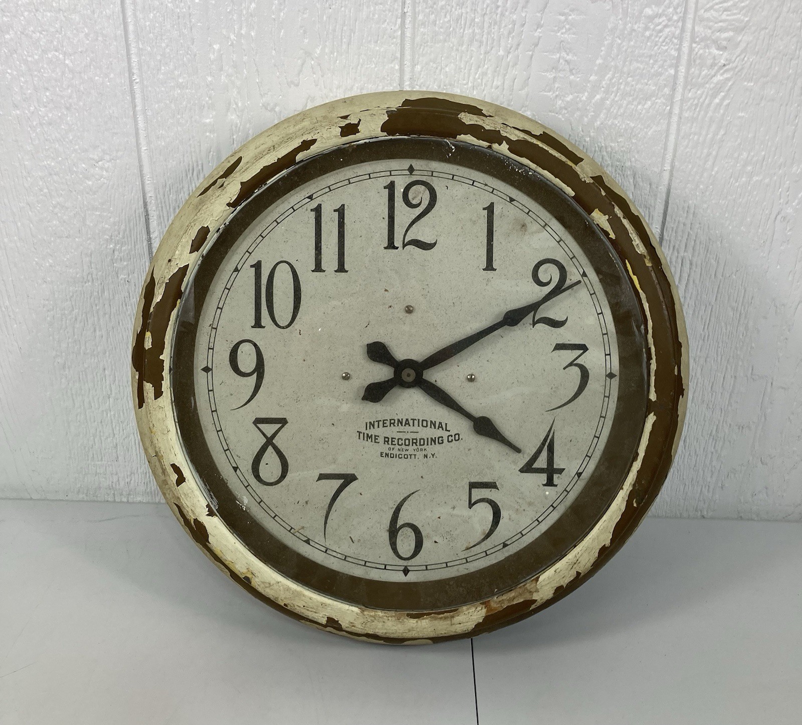Vtg International Time Recording Co Wall Clock Endicott NY Patina Parts Repair