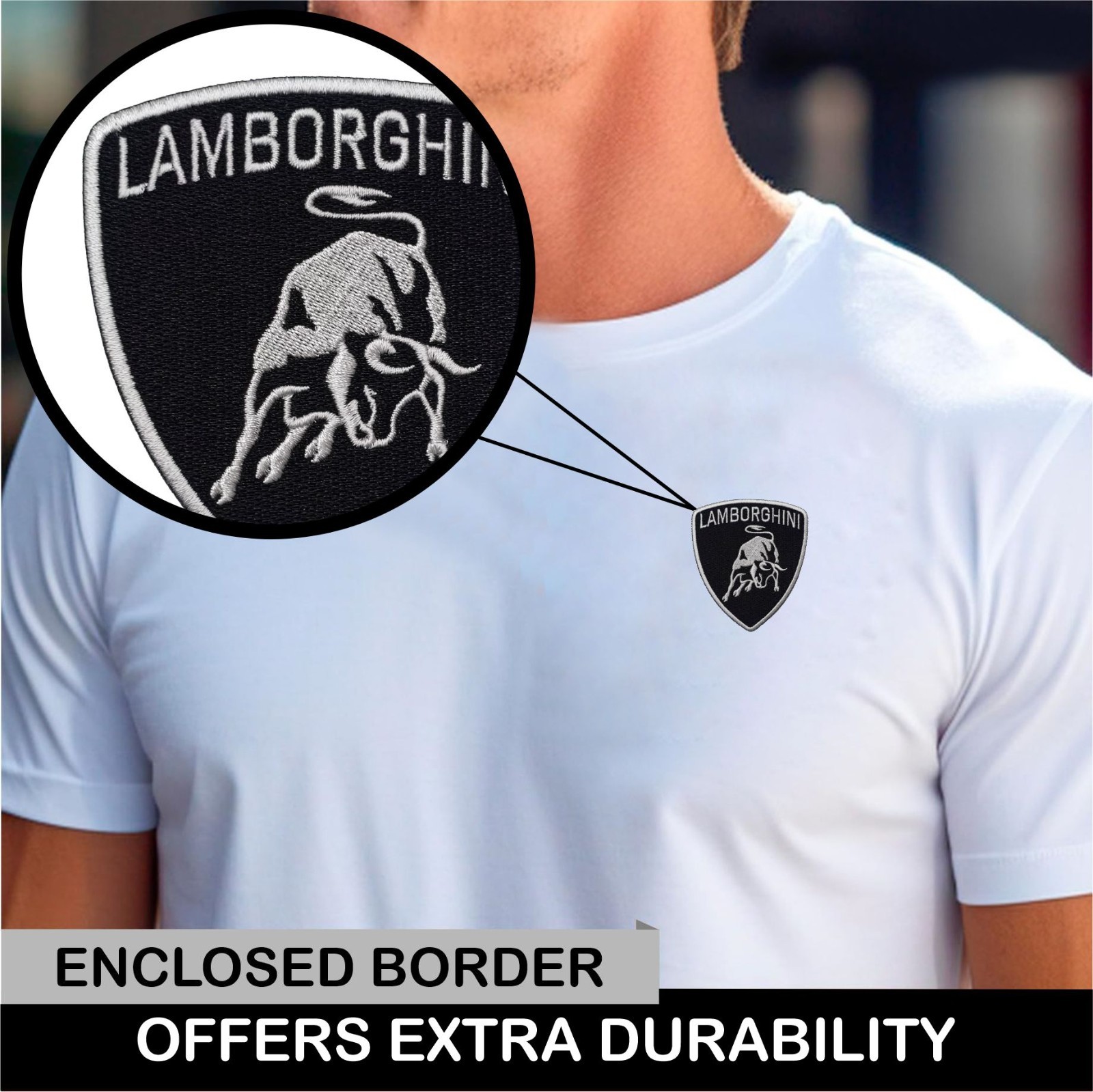 Pack of 2 Lamborghini Iron On Patch - Sew Patch - Crest Embroidered Patch