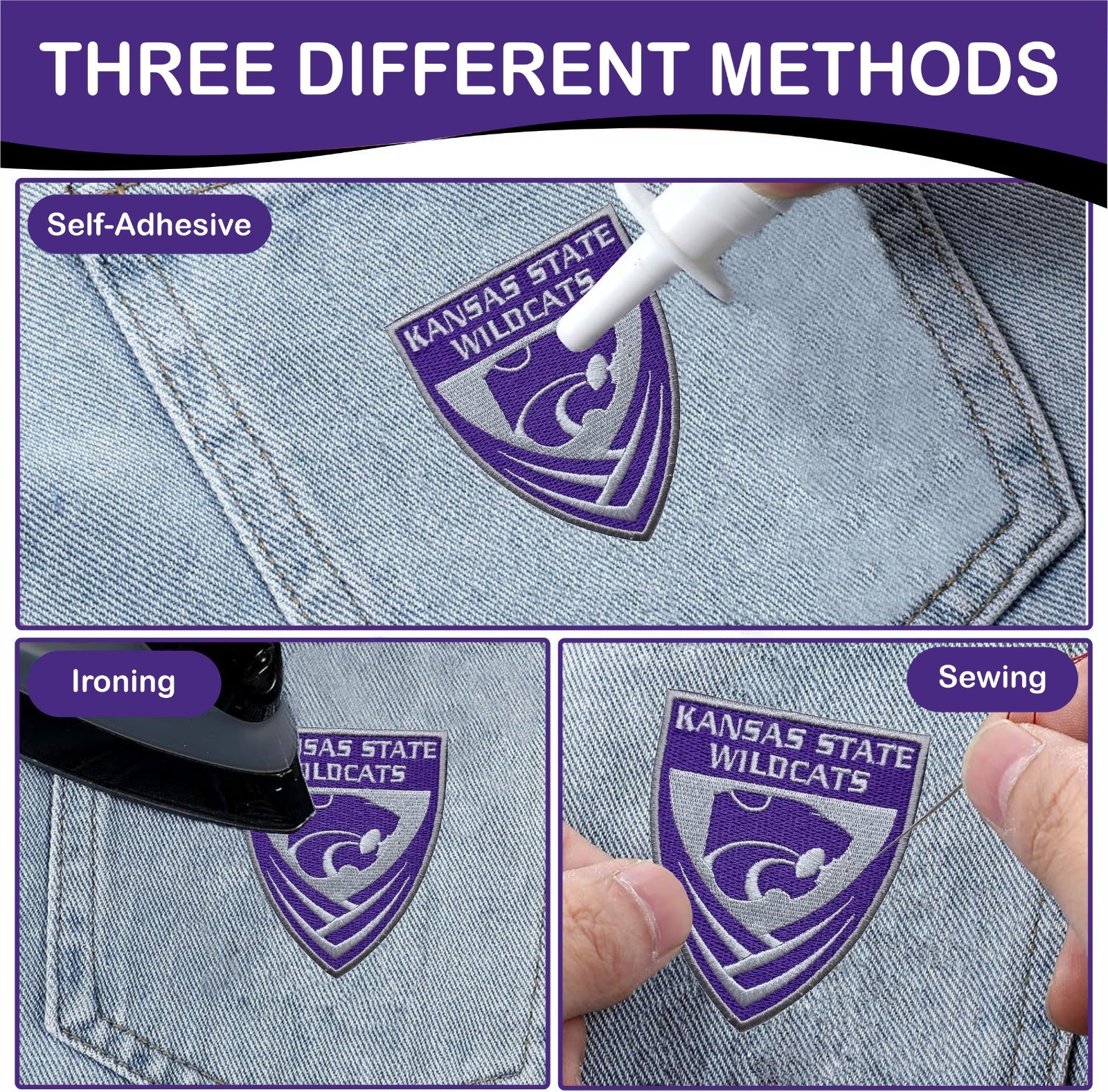 Kansas State Wildcats NCAA Team Logo Iron On Patch-Sew Patch-Embroidered Patch