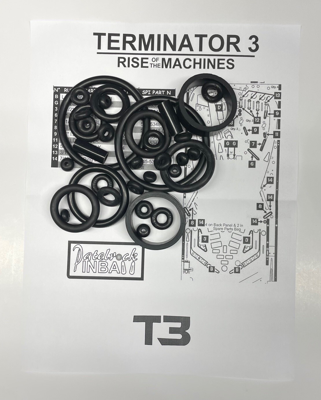 2003 Stern Terminator 3 Pinball Machine Rubber Ring Kit **Customize Your Kit**