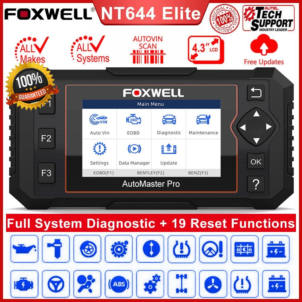 Foxwell NT644 Elite Full System Scanner Car Diagnostic Tool OBD2 ABS SRS DPF