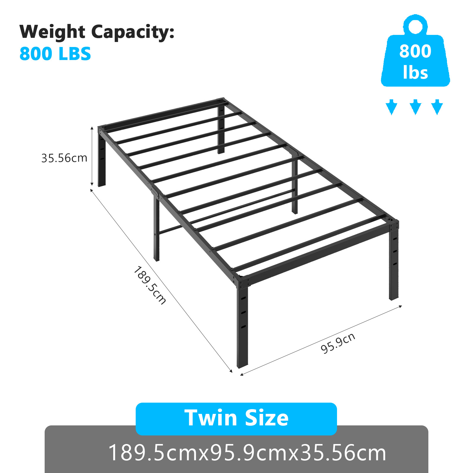 14 Inch Height Platform Bed Heavy Duty MetalBed Frame No Box Spring Needed