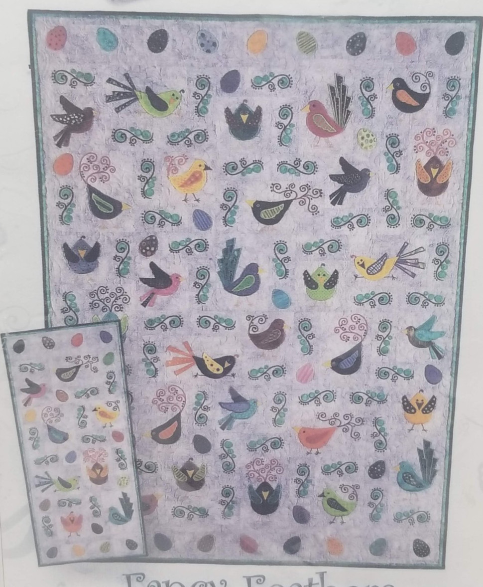 Fancy Feathers Quilt Pattern by Lunch Box Quilts, Includes Full Size Patterns