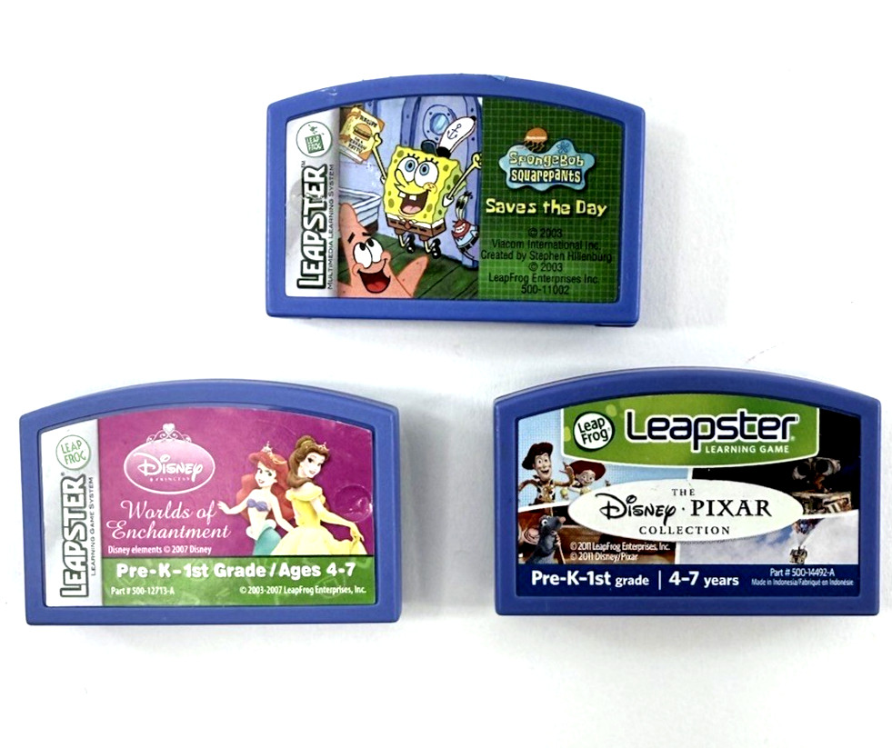 Leap Frog Leapster Learning Games - SpongeBob, Disney Pixar Collection, Princess