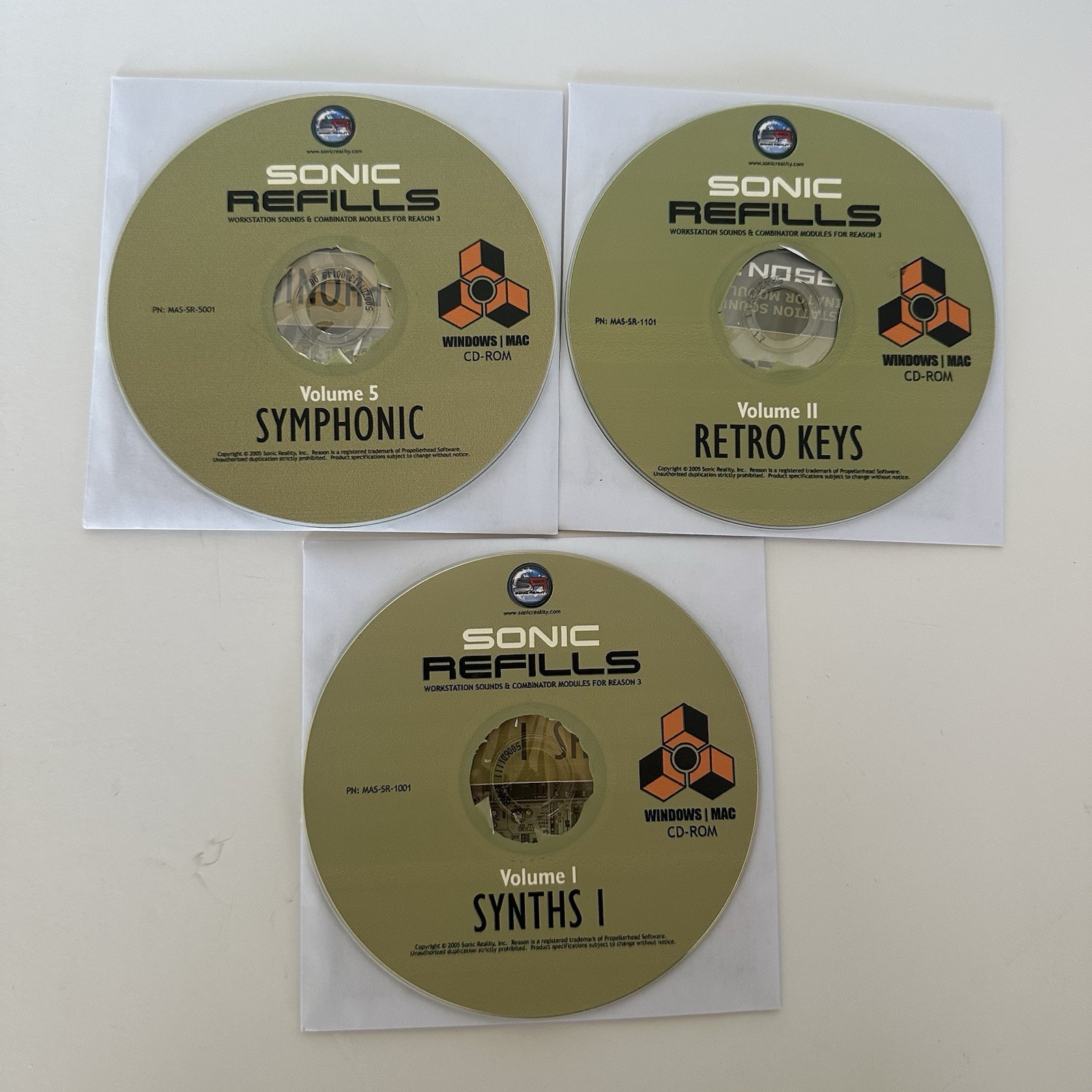 Sonic Refills Reason 3 Volumes 1,5,11 Symphonic Retro Keys Synths 1 Windows Mac