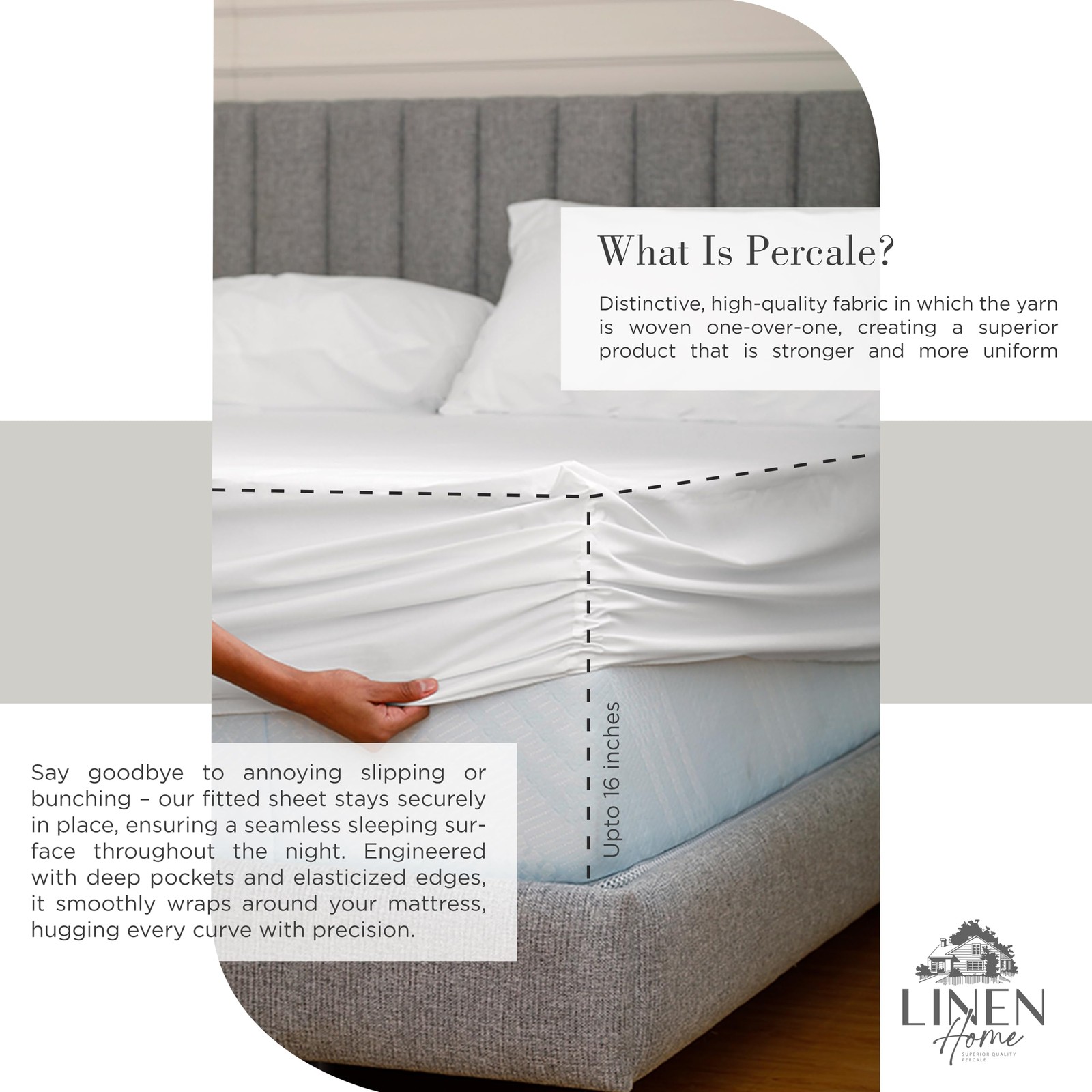 Linen Home 100 Cotton Percale Sheets Full Size, White, Deep Pocket, 4 Pieces ...