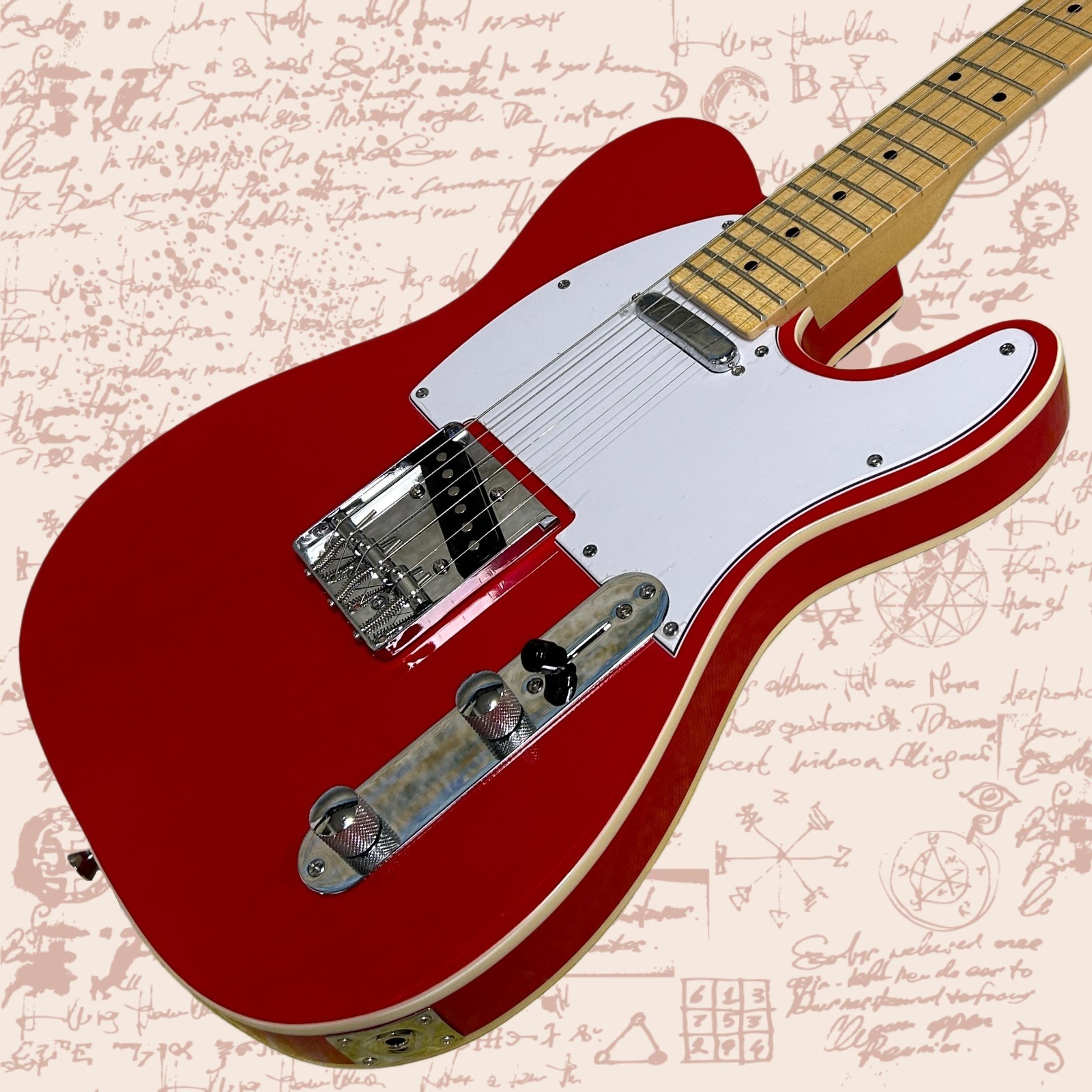 Tele Electric Guitar 22 Frets Double Binding Maple Fretboard Red Color