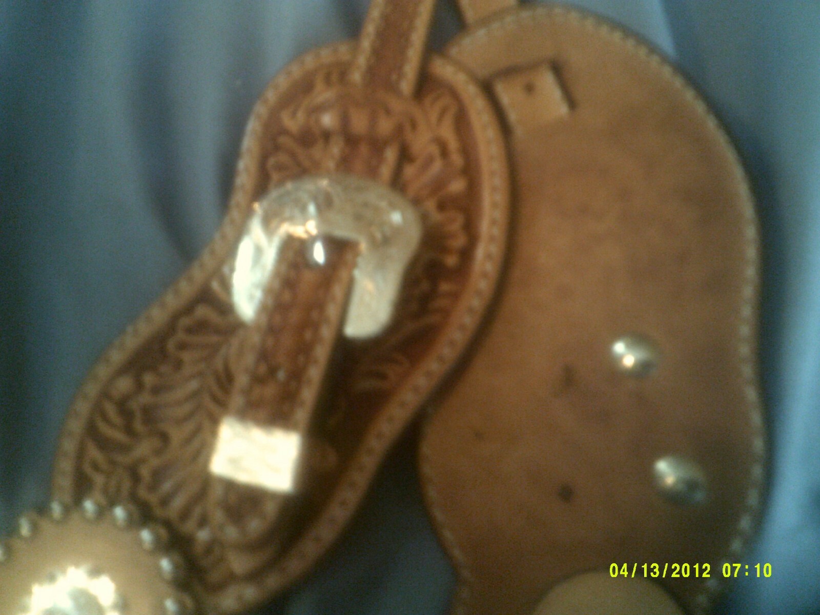 Spur Straps Show Style Buckaroo Leaf Overlay with Etched Buckles USA Made