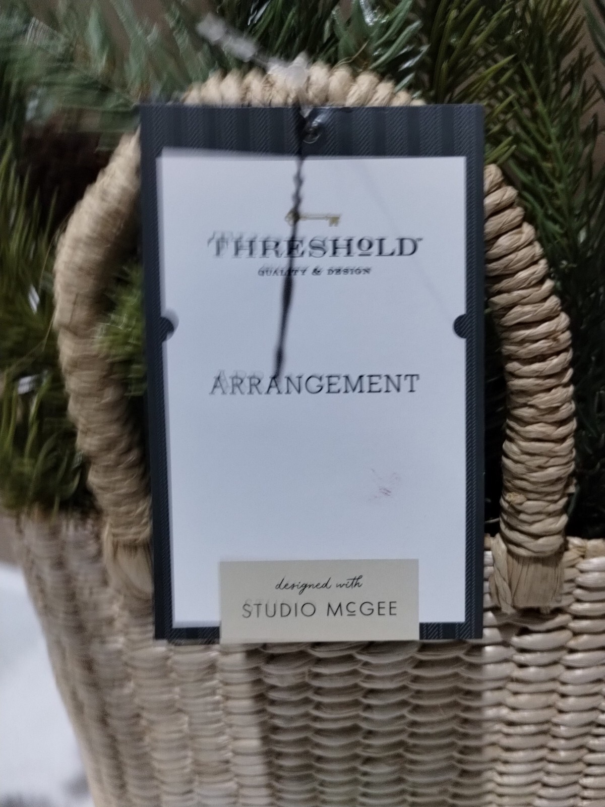 2 New Threshold Wicker Basket Arrangements With Greens/Pinecones, Holiday Decor