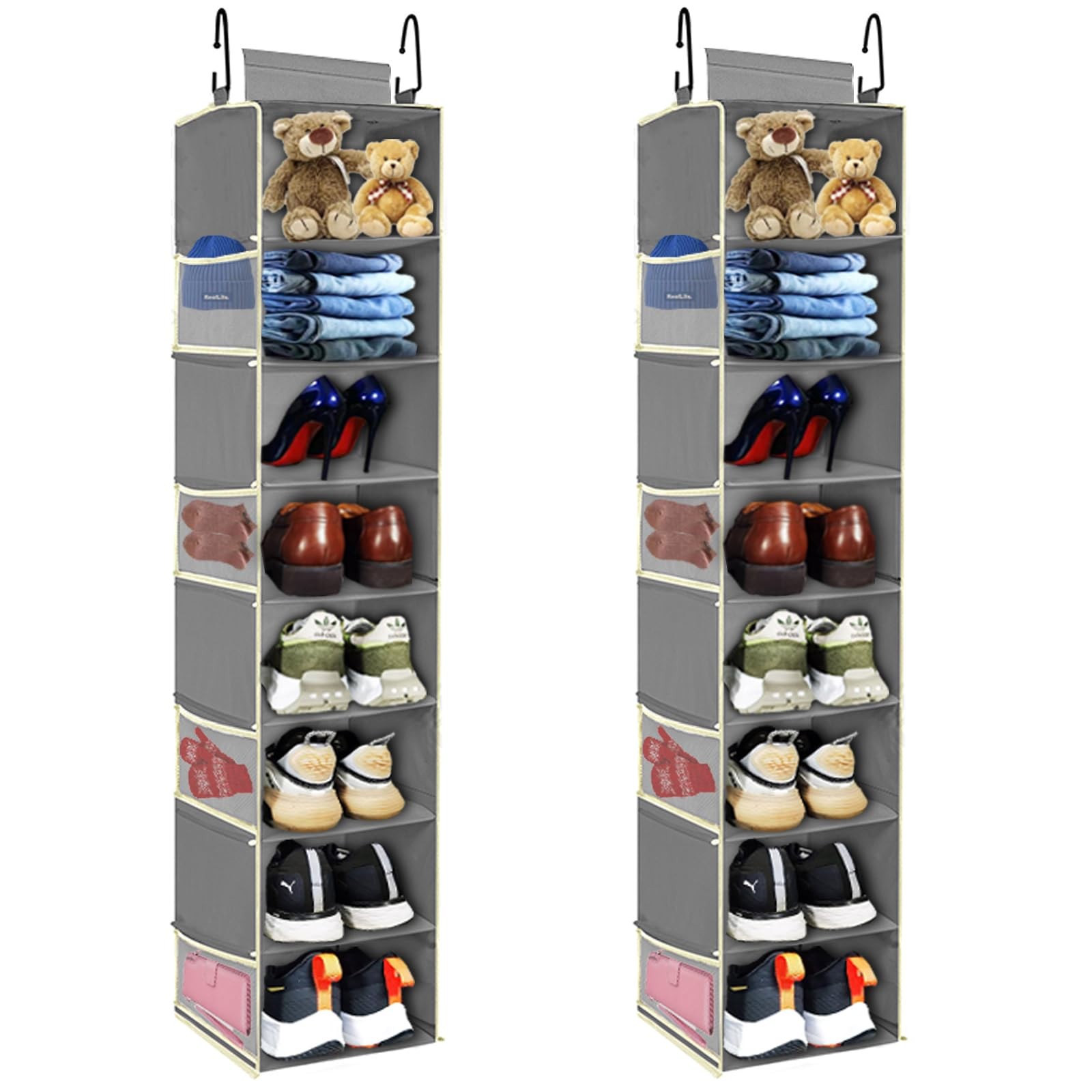 roomtalk 2 Pack Large-Sized Hanging Shoe Organizer 2 pack, Grey - 2