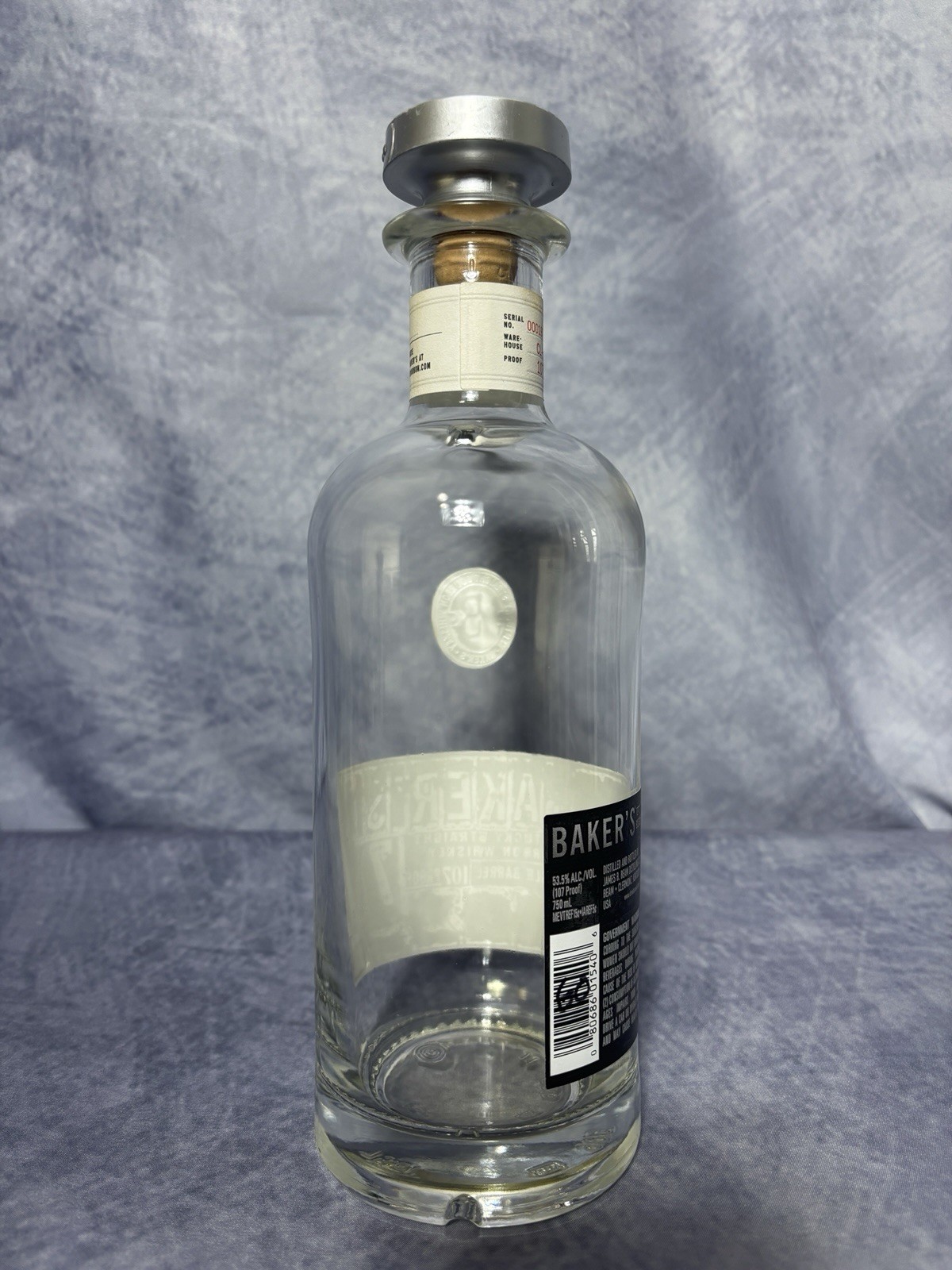 Baker's 7 Year Single Barrel Bourbon Whiskey Decorative Decanter Bottle
