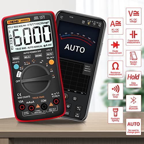 Bluetooth Multimeter Digital Tester Auto-ranging TRMS 6000 Counts Ohmmeter