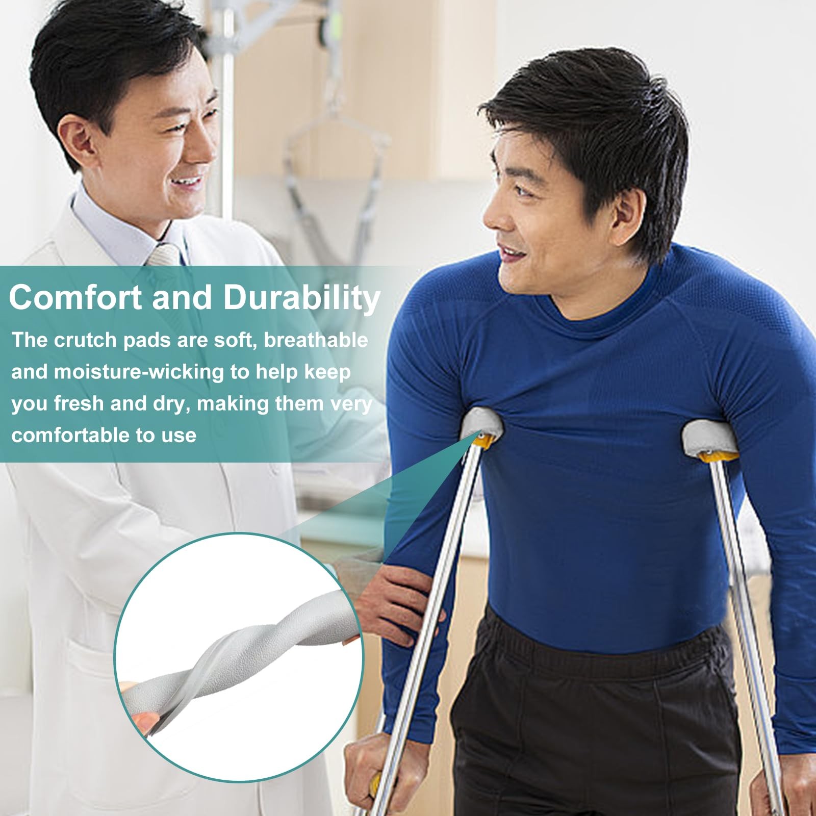 Replacement Crutch Pads 6 Pieces Accessory Kit with Gray