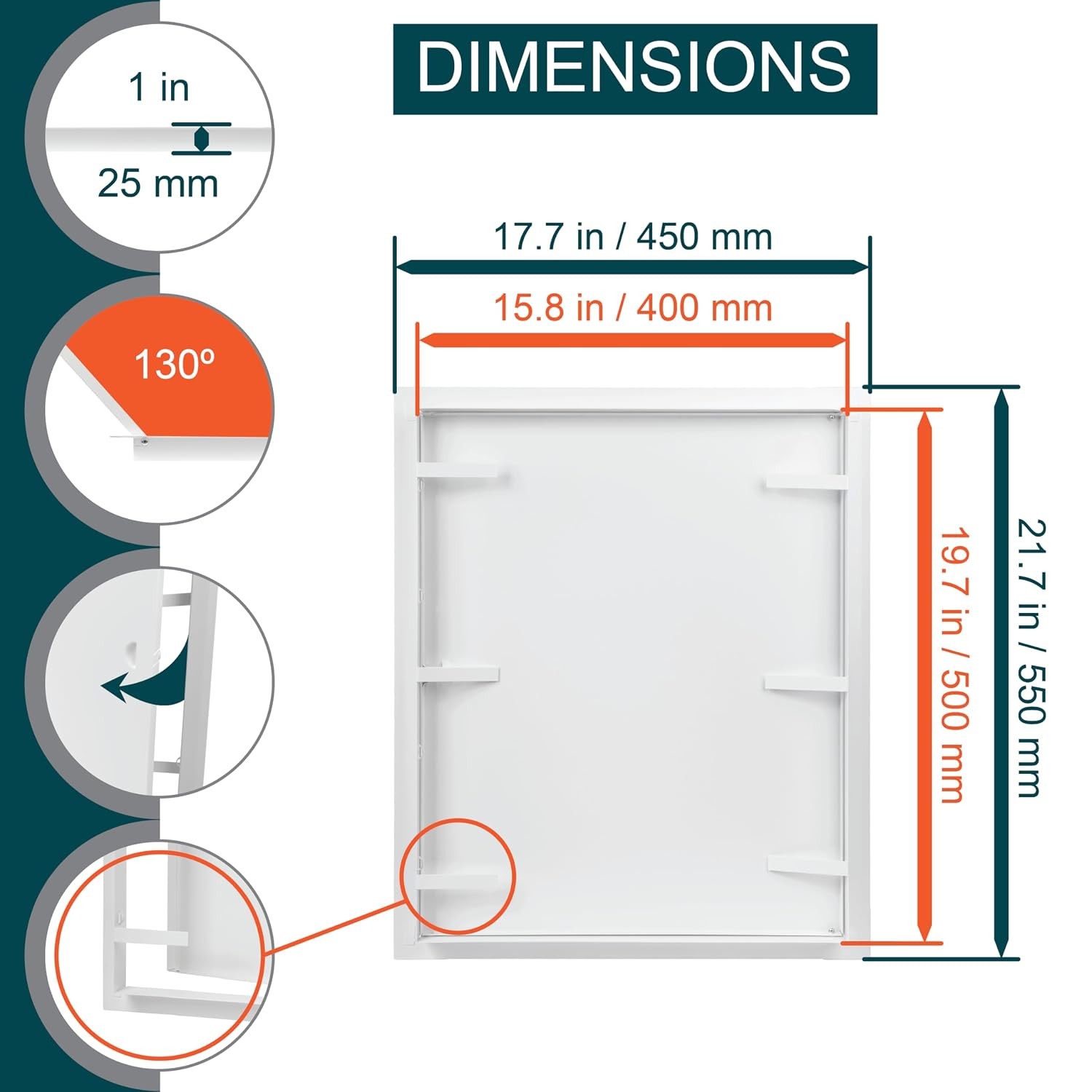 16" x 20" White Metal Access Panel - Wall Access Panel for Drywall - Hidden
