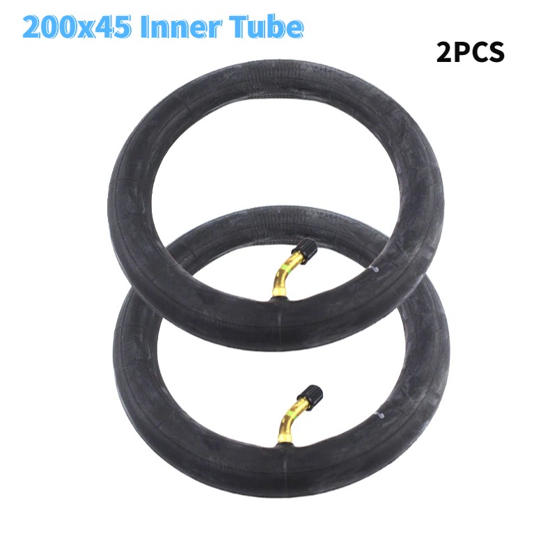 2 Pack 200X45 Inner Tube 8X1 1/4 W/Bent Stem for A-Bike Folding Electric Scooter