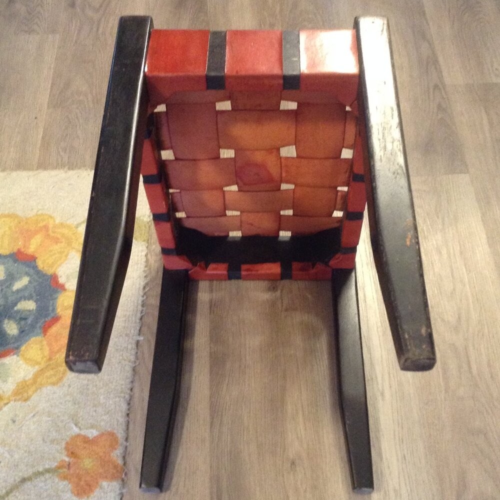 VTG Handcrafted, not machine made Woven Leather Stool Scandinavian Post Modern