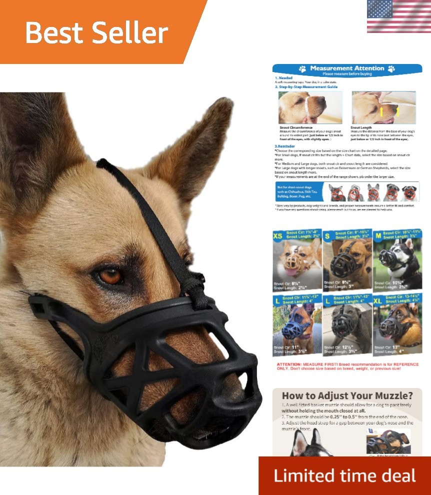 Adjustable Breathable Basket Muzzle for Medium Dogs - Safety & Comfort