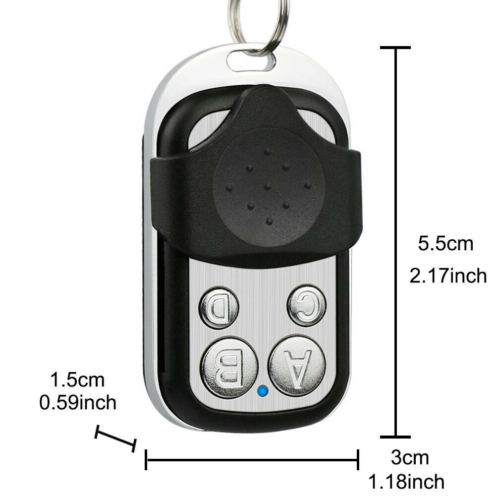 2* Universal 4 Button Gate Garage Door Open Remote Control 433MHZ Fixed Code/