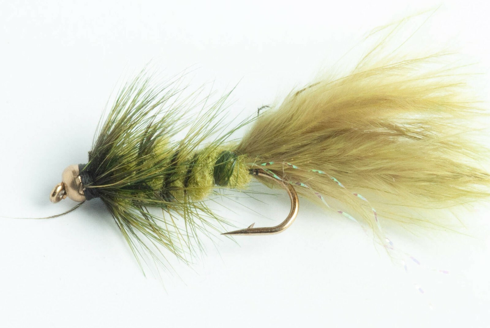 Bead Head Wooly Bugger Fly - 6 Pack - Olive, Black, Brown, White & Purple