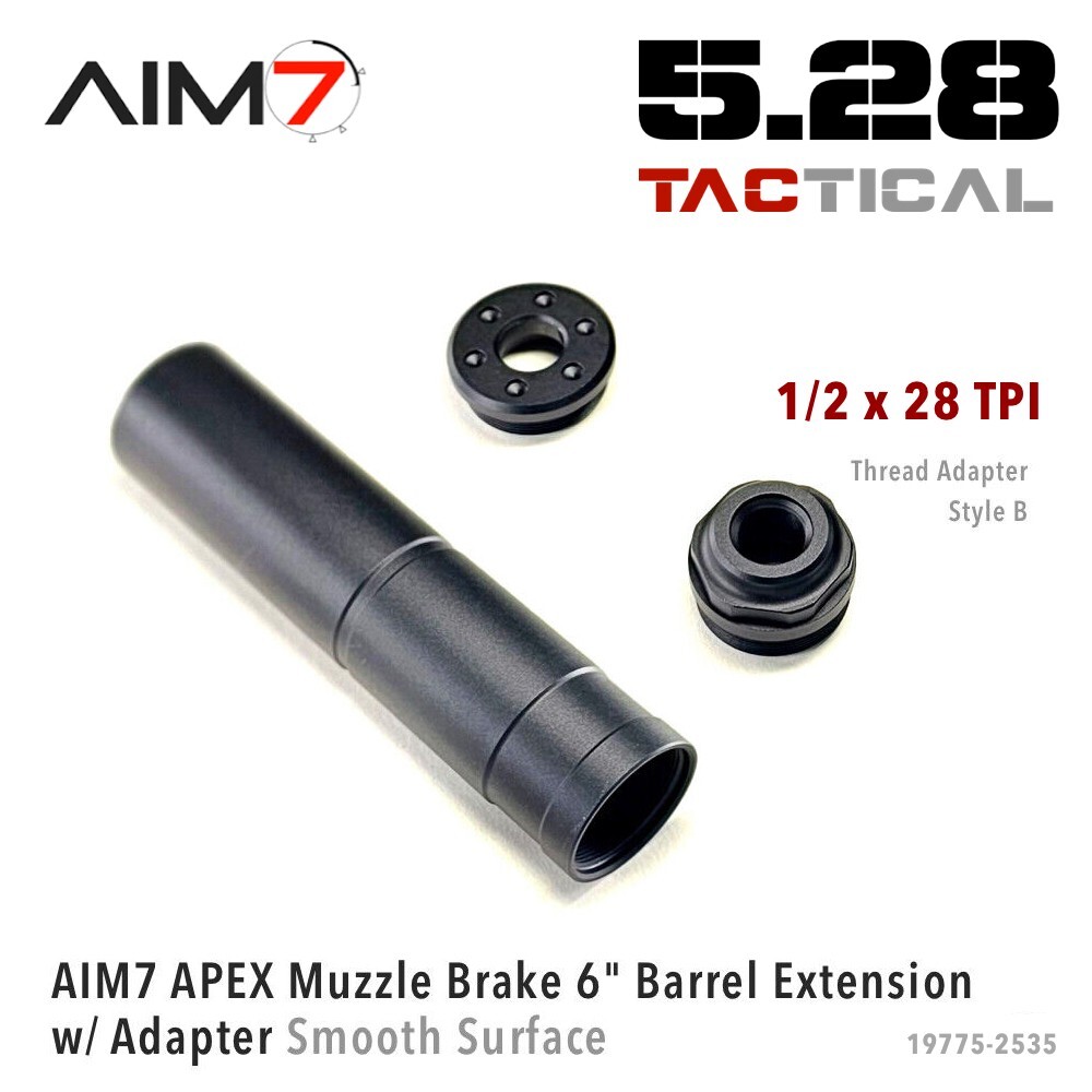 AIM7 APEX Muzzle Brake 6" Barrel Extension w/ Adapter for AEG GBB Smooth Surface