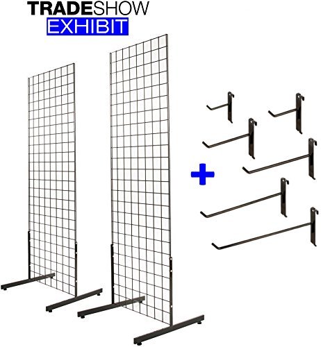 Only Hangers 2' x 6' Gridwall Tower with T-Base Floorstanding Display Kit+Hooks