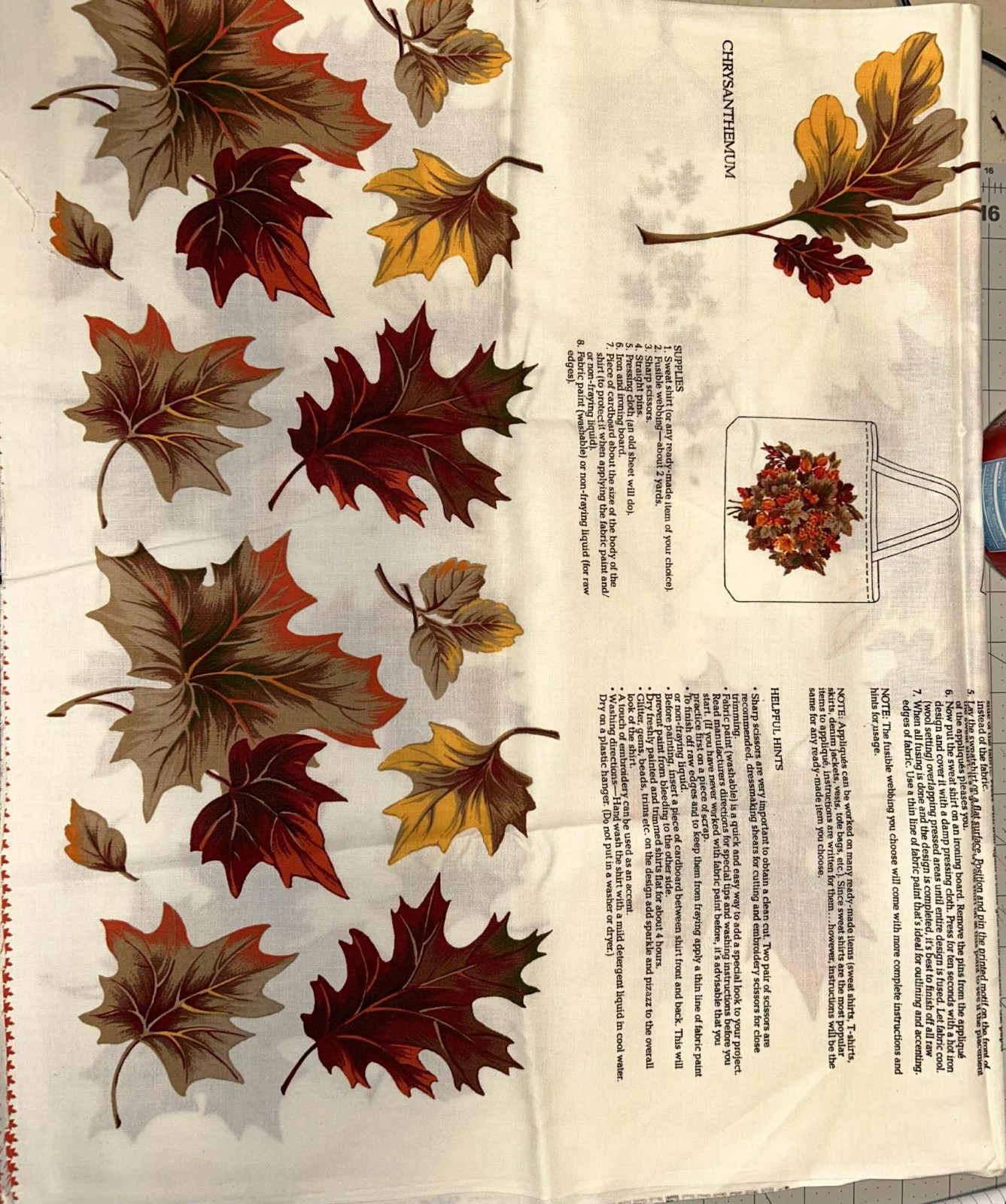 VINTAGE AUTUMN FOLIAGE APPLIQUE PATTERN UNCUT INCUDING INSTRUCTIONS