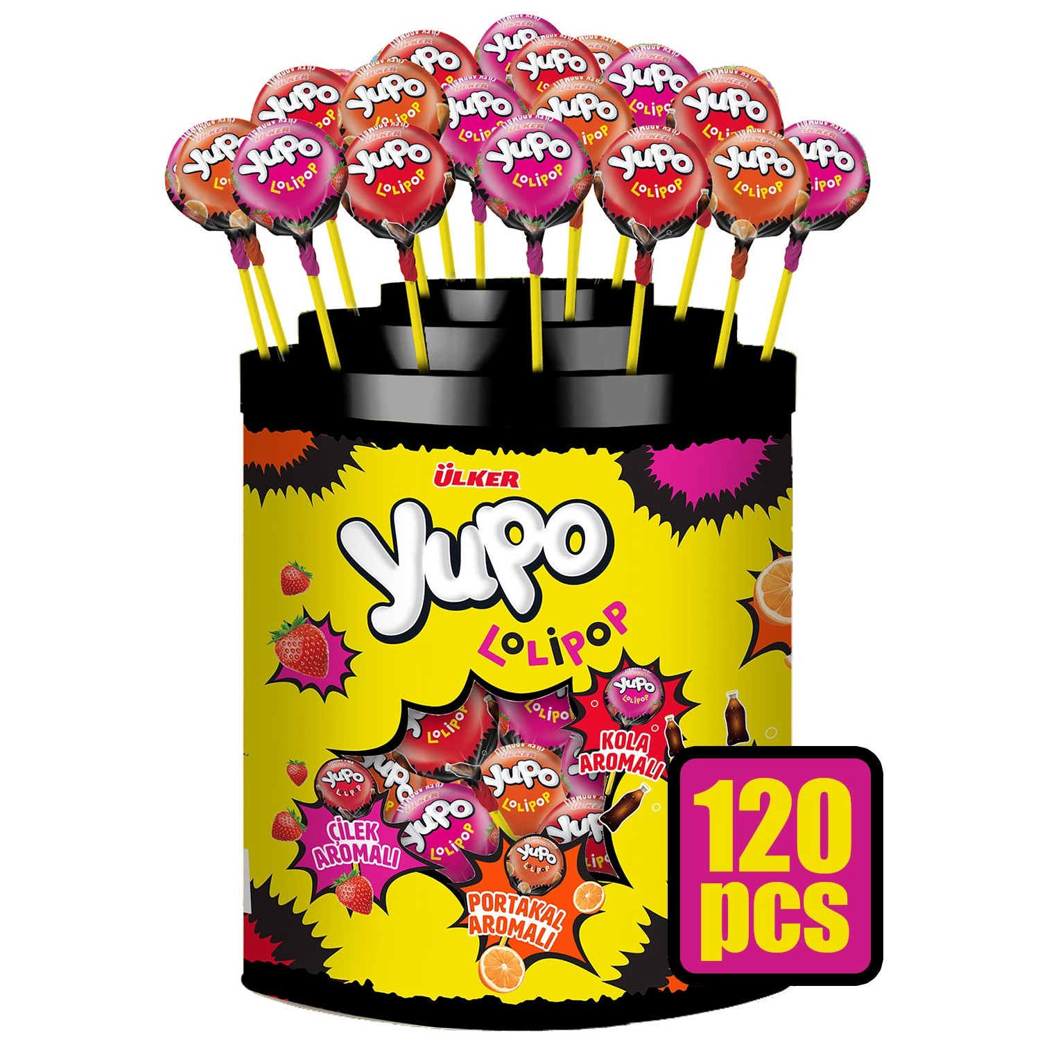 Assorted Fruit Lollipops, 120 Count Individually Wrapped Candy Tub