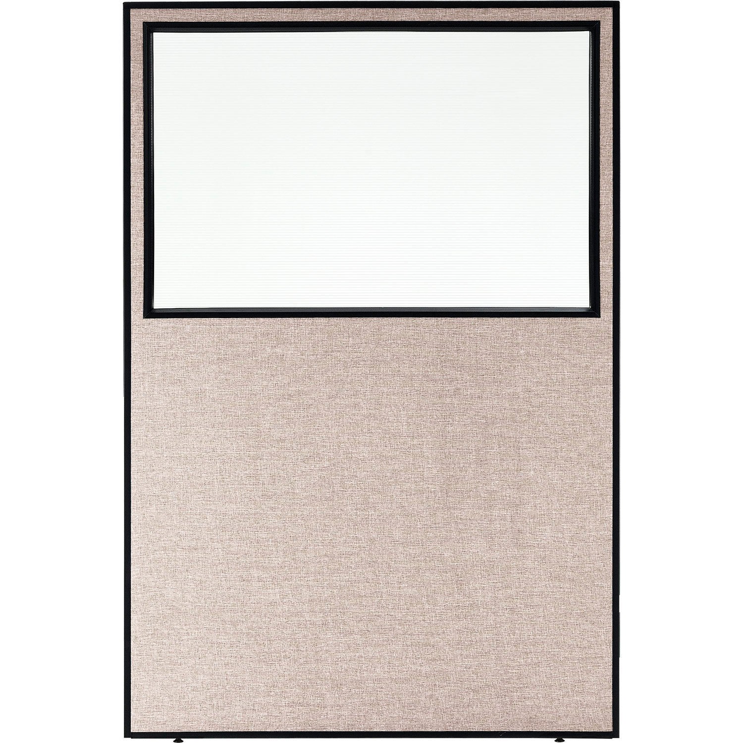 Office Partition Panel With Partial Window 48-1/4"W x 72"H Tan
