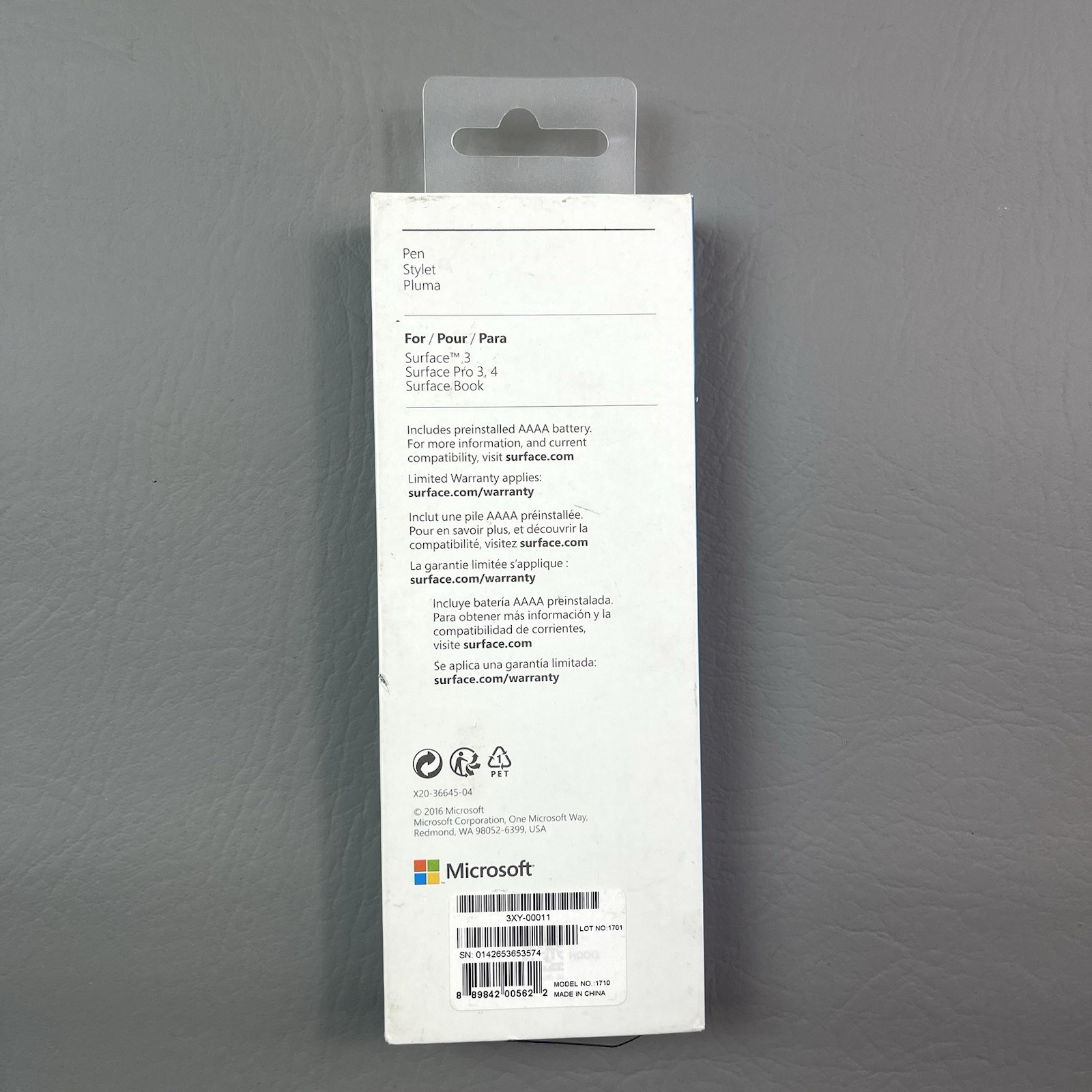 Microsoft Surface Pen Stylus Silver Model 1710 Surface Pro 3 4 Book w/ Tips