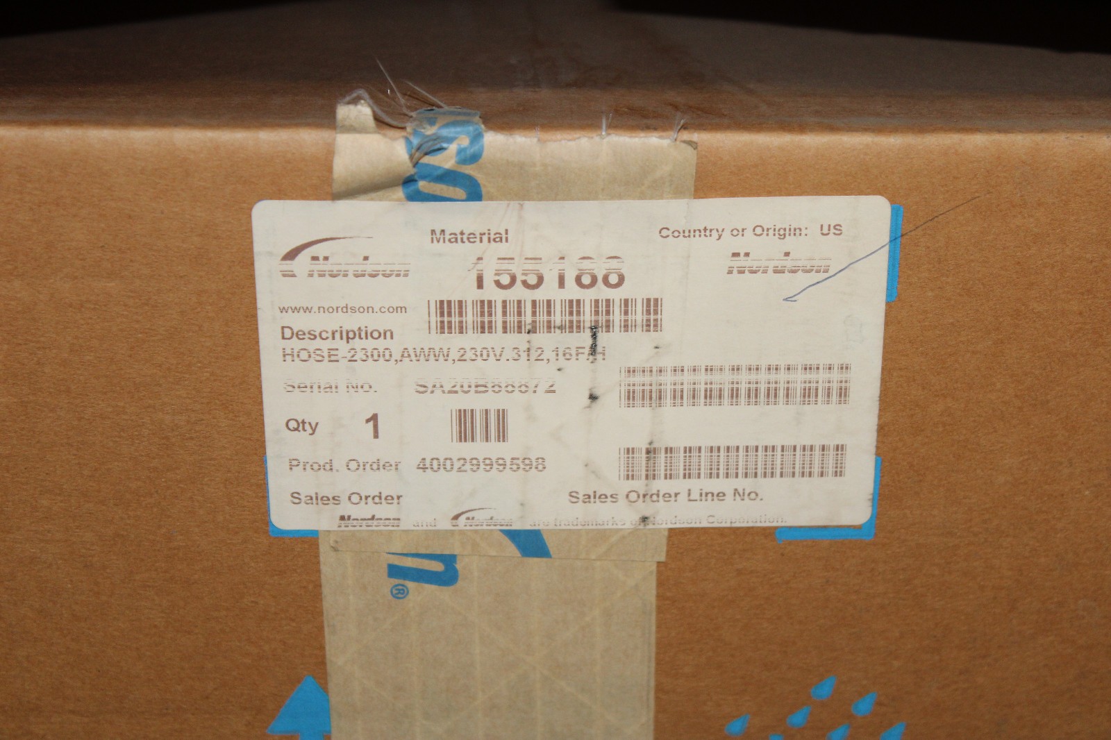 NORDSON 155188 HOSE 2300 16FT .312 240V HOT MELT HEATED GLUE HOSE NEW IN BOX