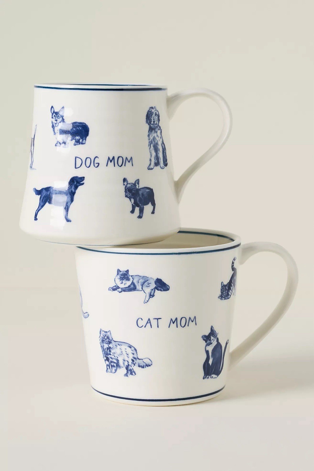 Molly Hatch Stoneware Dog and Cat Mom Mug Set Of 2
