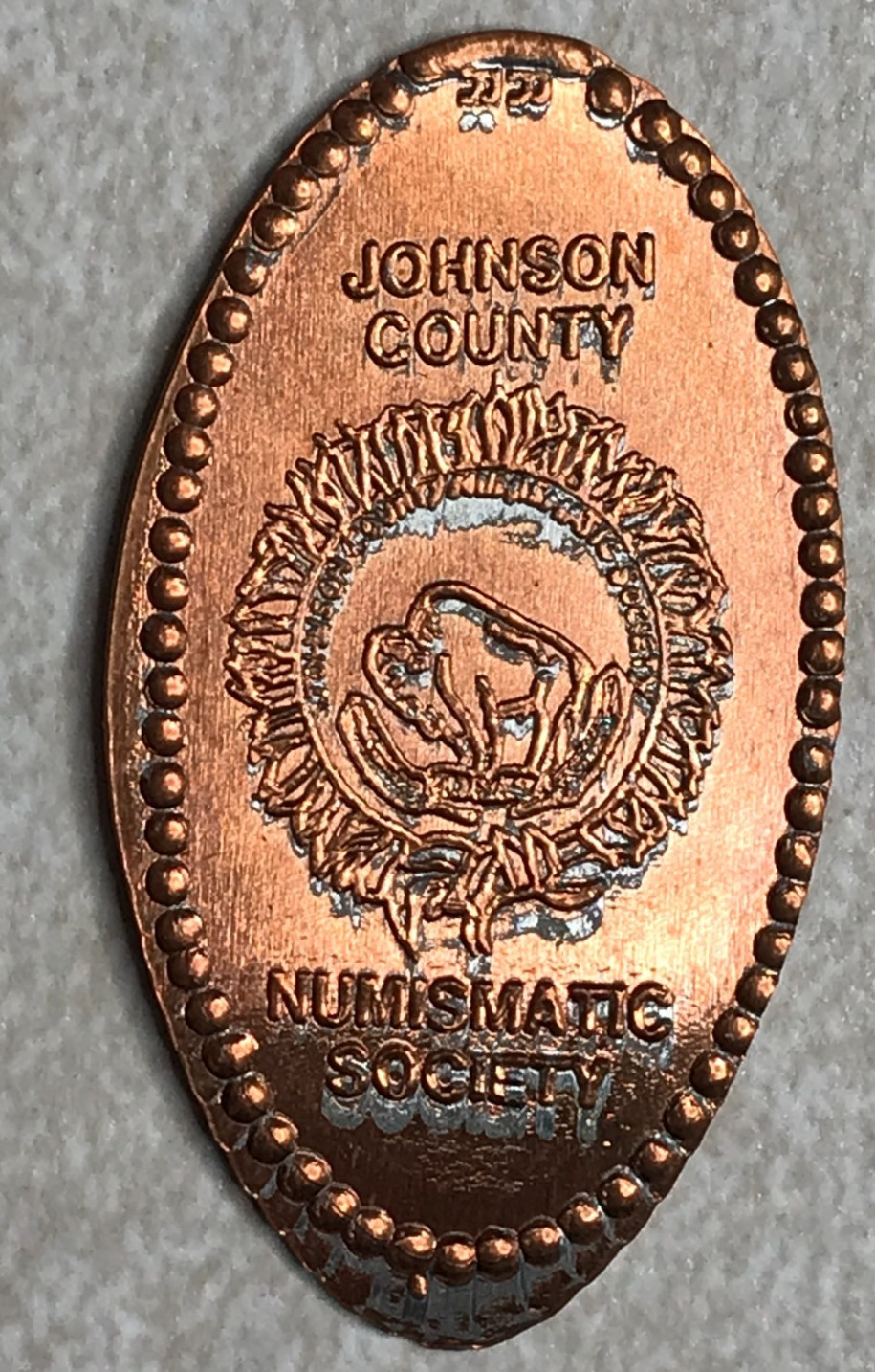 Johnson County Numismatic Society Elongated Penny Cent Pressed Token T2013