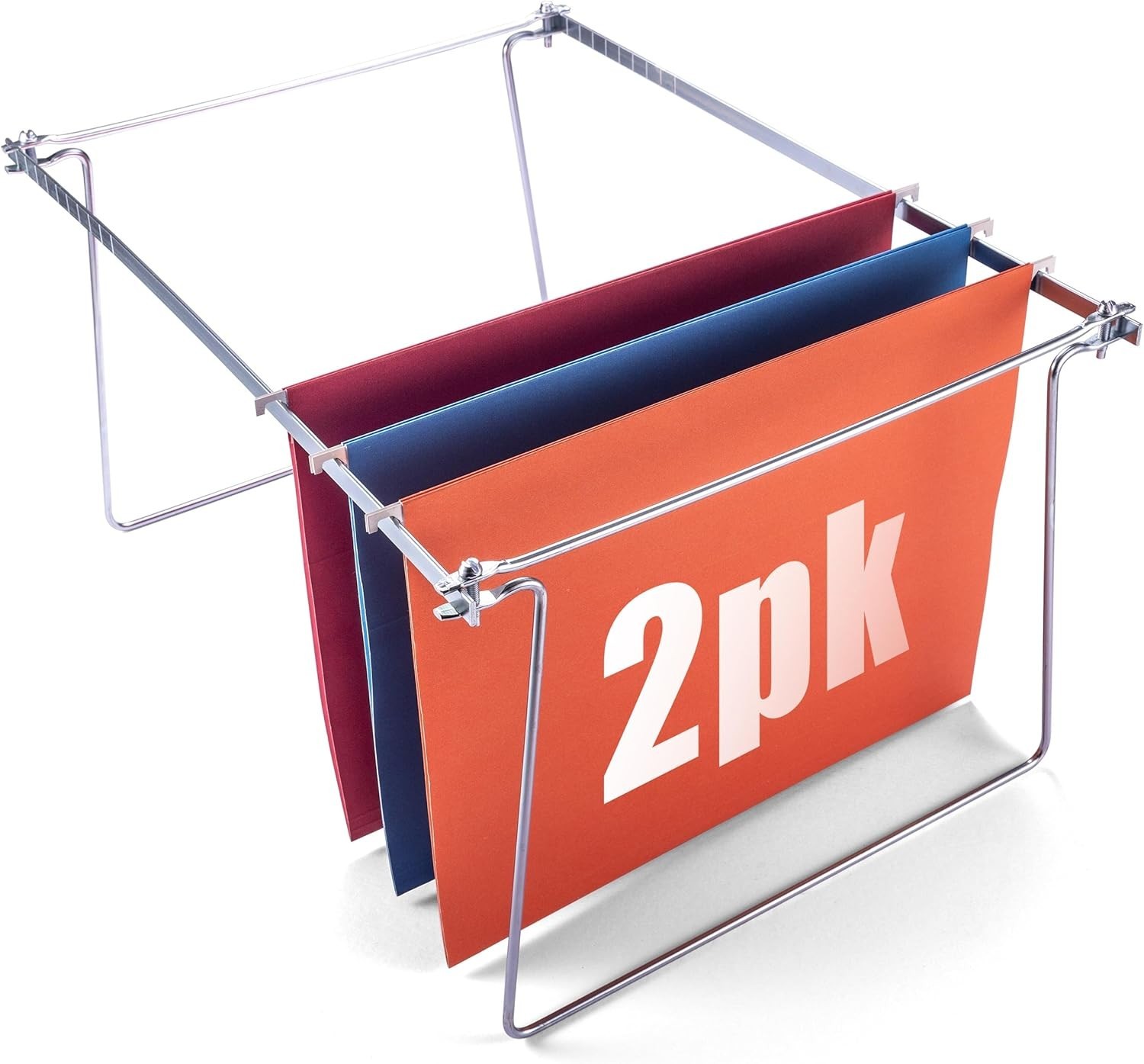 Adjustable Silver Hanging File Frame, Letter Size, 2 Count for Organized Drawers