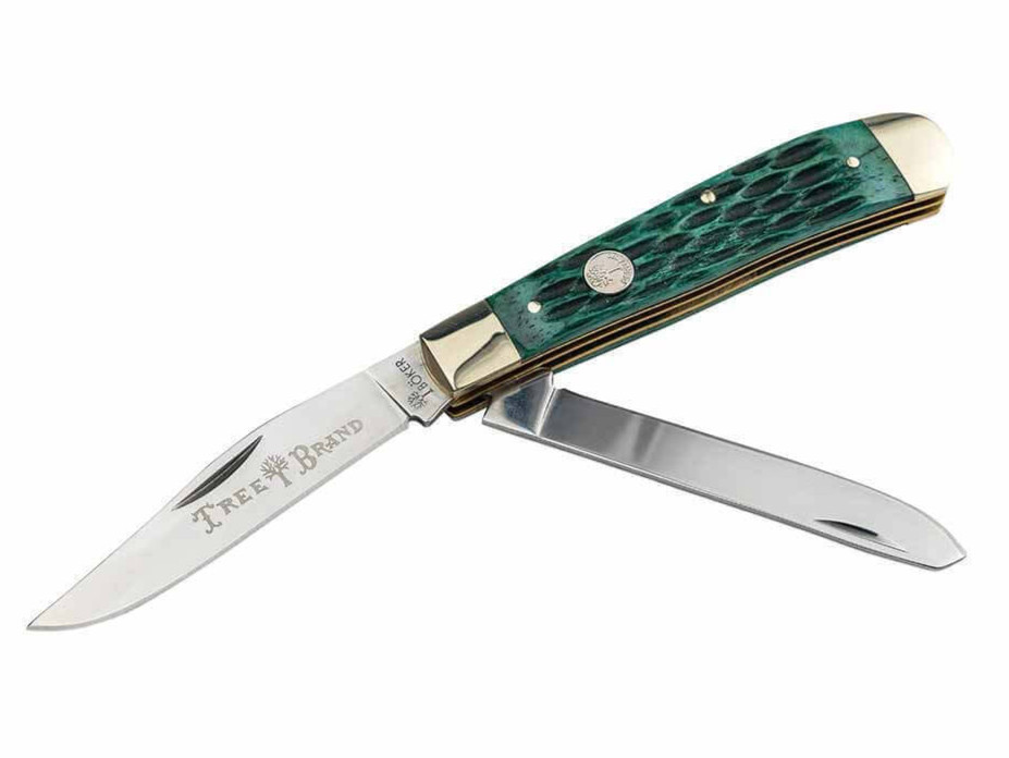 BOKER Treebrand Trapper Jigged Green Bone Classic Two-Blade Folding Knife 110831
