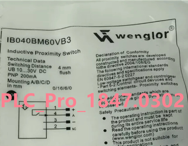1PCS New For Wenglor IB040BM60VB3 Proximity Switch Sensor  Fast delivery