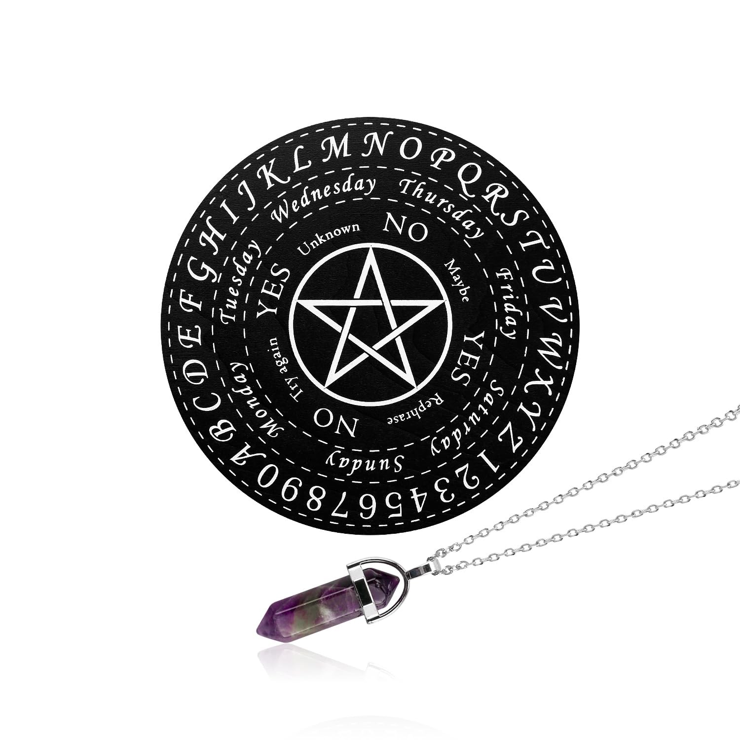 Rumyve Crystal Divination Pendant Necklace Witchcraft Wiccan Altar Kit,...