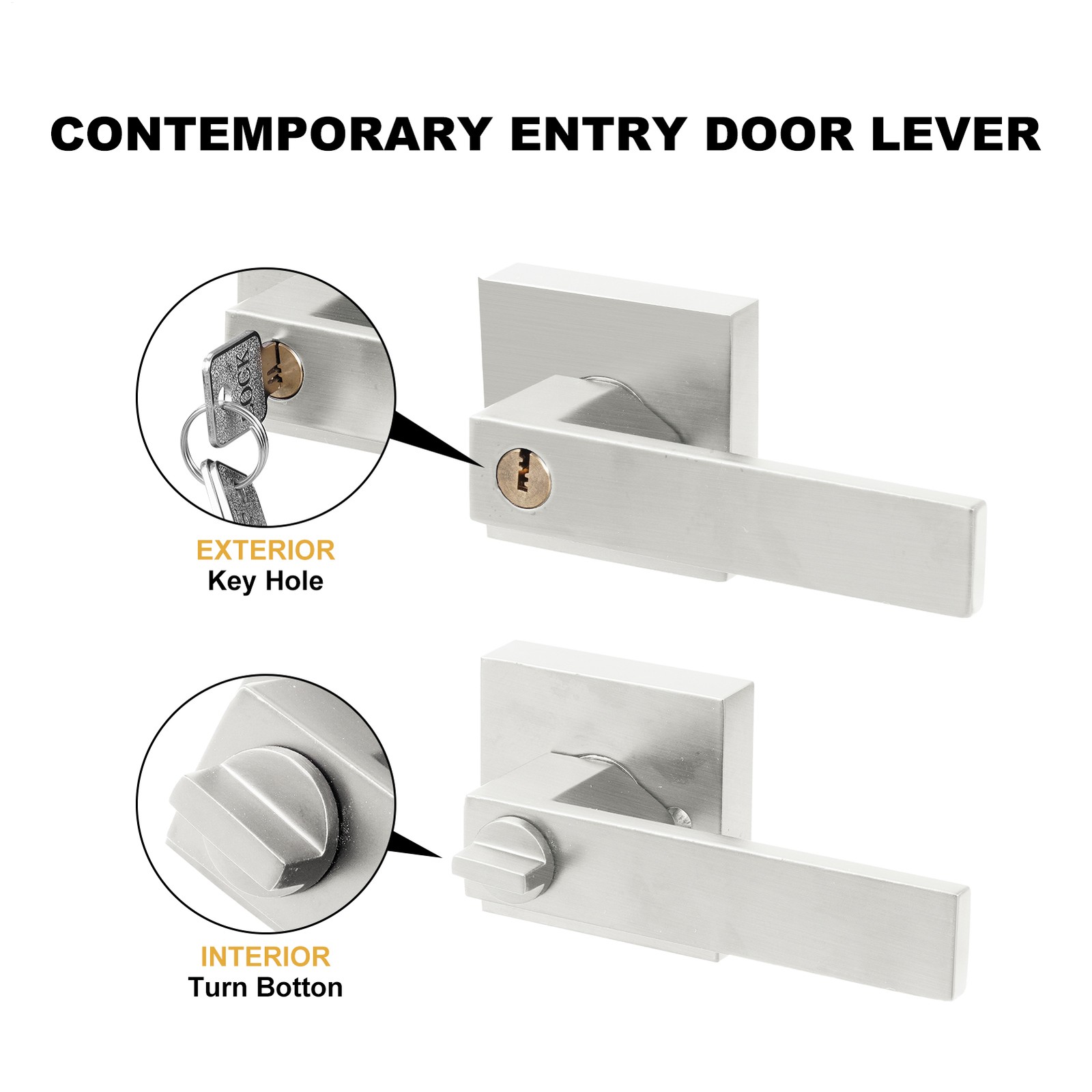 Silver Door Lever Privacy Passage Dummy Handle Interior Square Knobs 12 pack