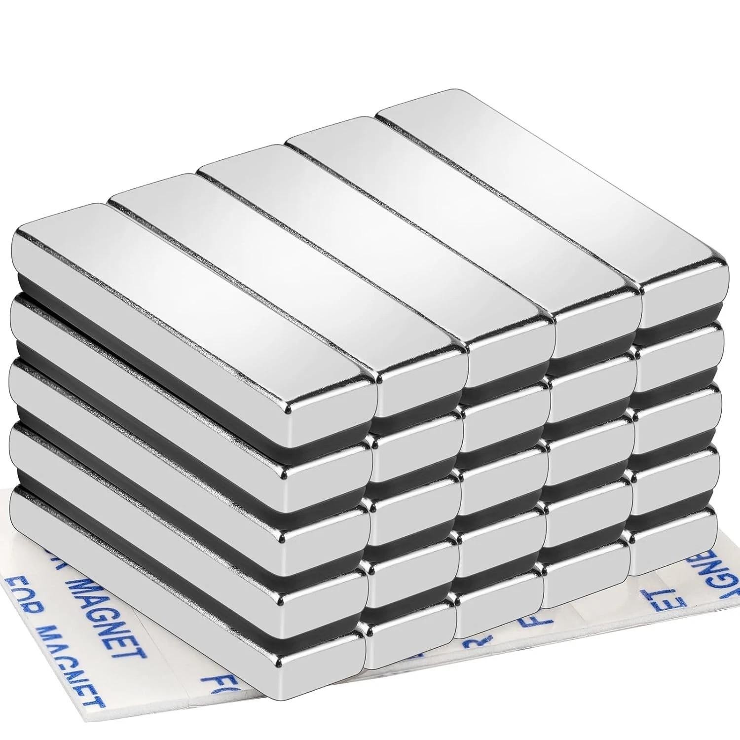 Trymag 25 Pack Super Strong Neodymium Magnets, Heavy Duty 40x10x5mm, Silver